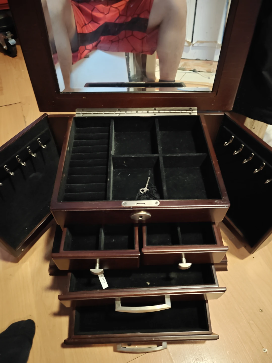 Wooden Jewelry Box with Mirror and Drawers - photo 3