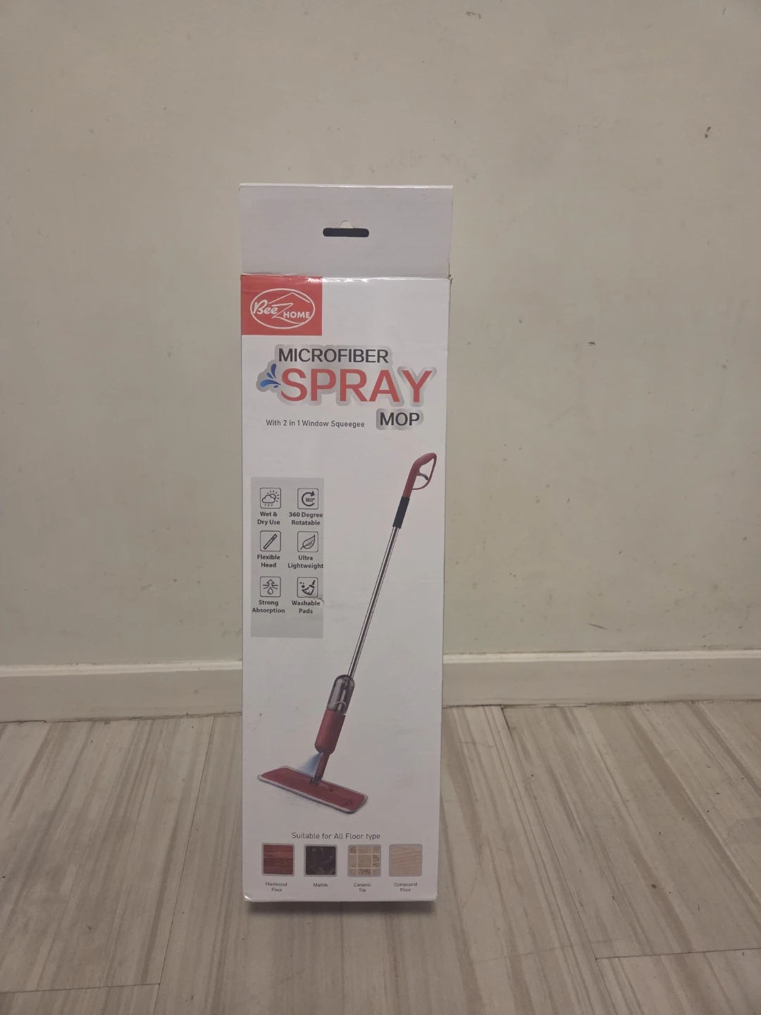Bee Home Microfiber Spray Mop with Window Squeegee