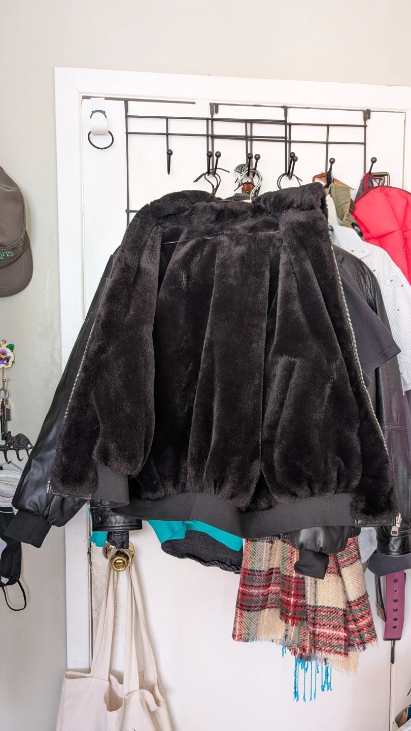 Zara Black Double Sided Faux Leather Bomber Jacket - photo 3