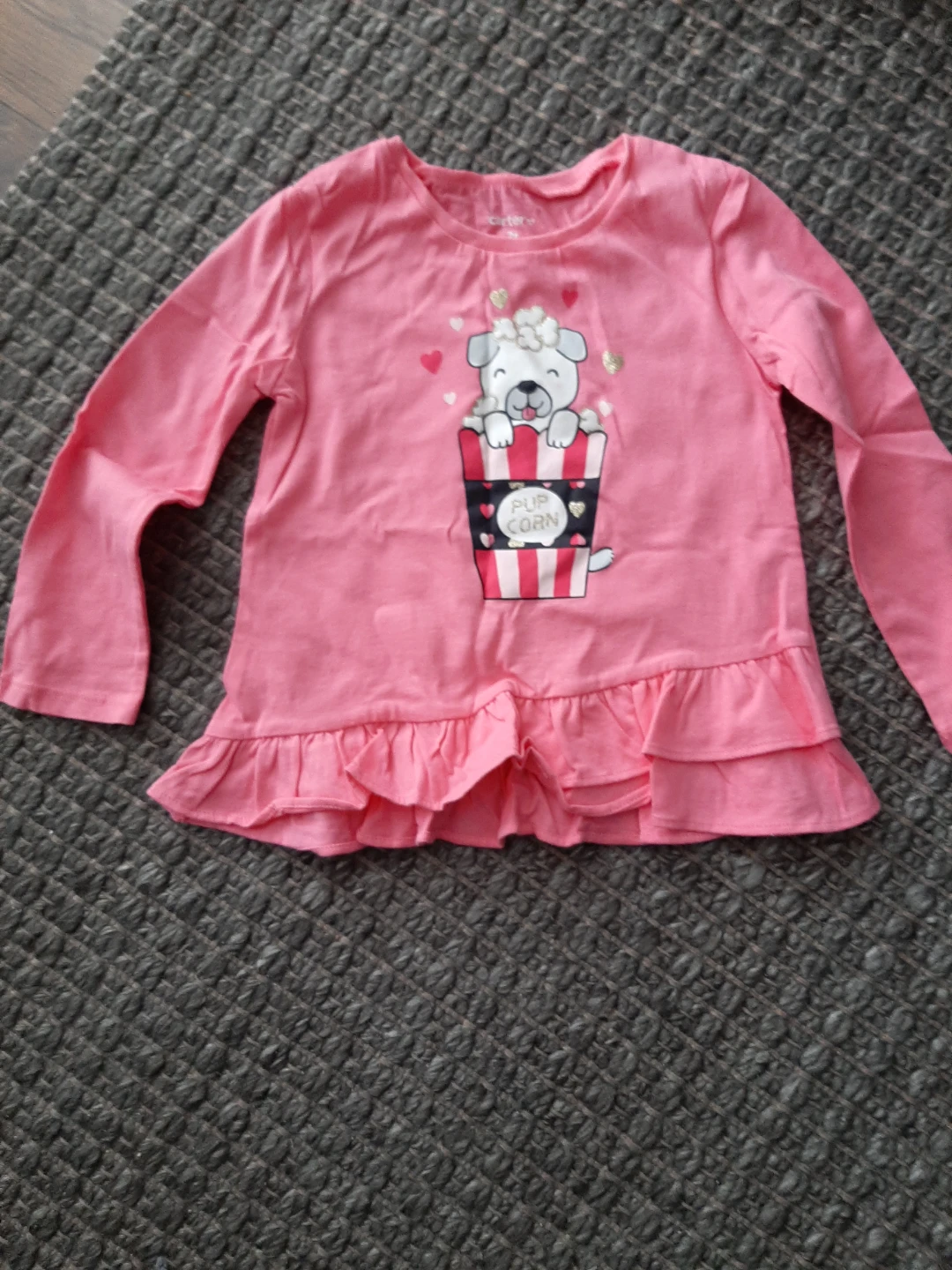 BNWOT Carter's Pink Puppy Popcorn Long Sleeve Shirt 2t
