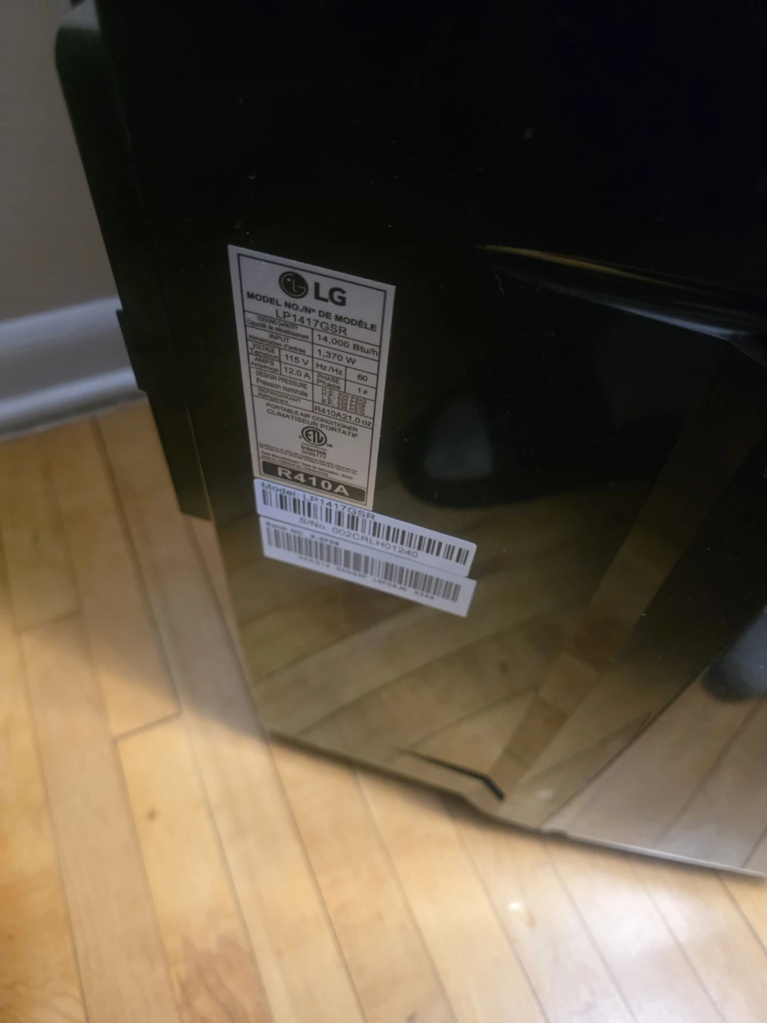 LG Portable Air Conditioner LP1117GSR - photo 4