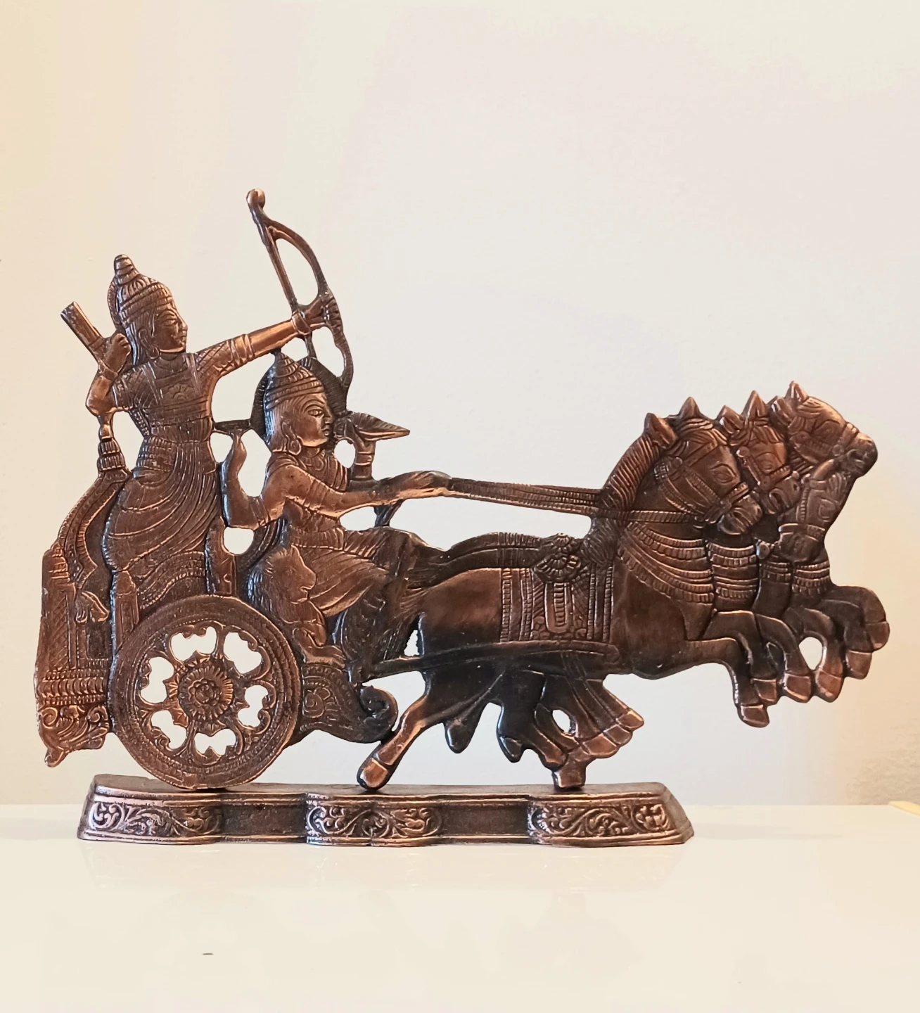 Lord Krishna & Arjuna in a Chariot Statue