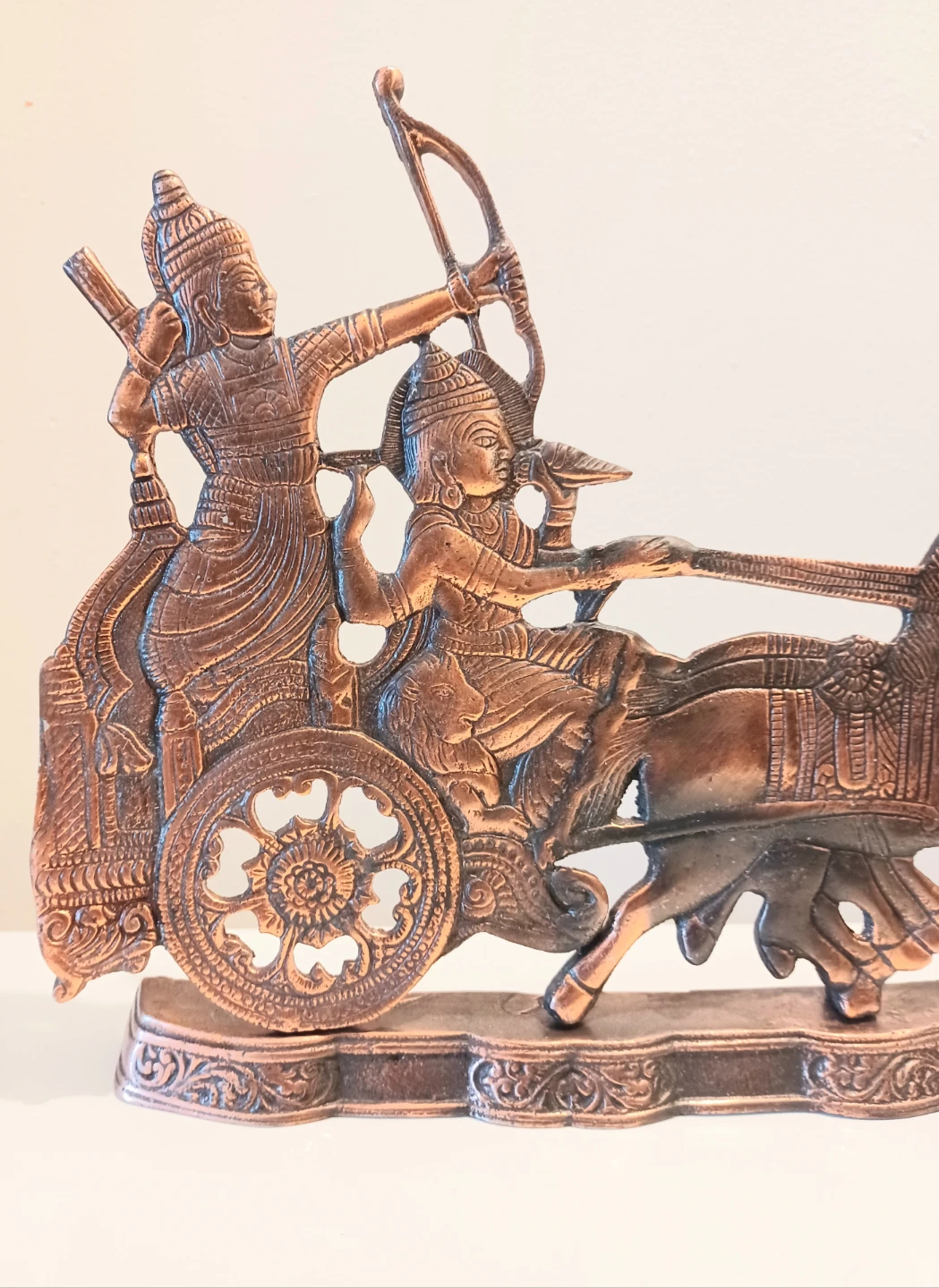 Lord Krishna & Arjuna in a Chariot Statue - photo 2