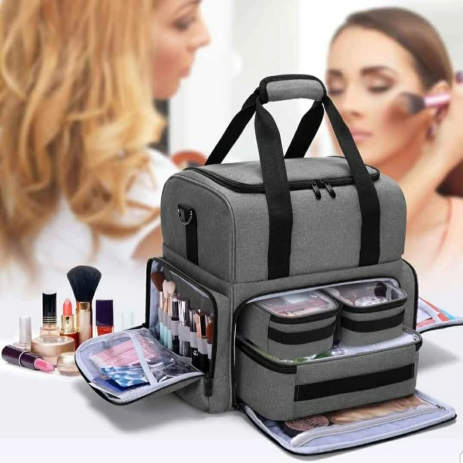 BAFASO 2 Layers Travel Makeup Bag with 3 Inner Removable ...
