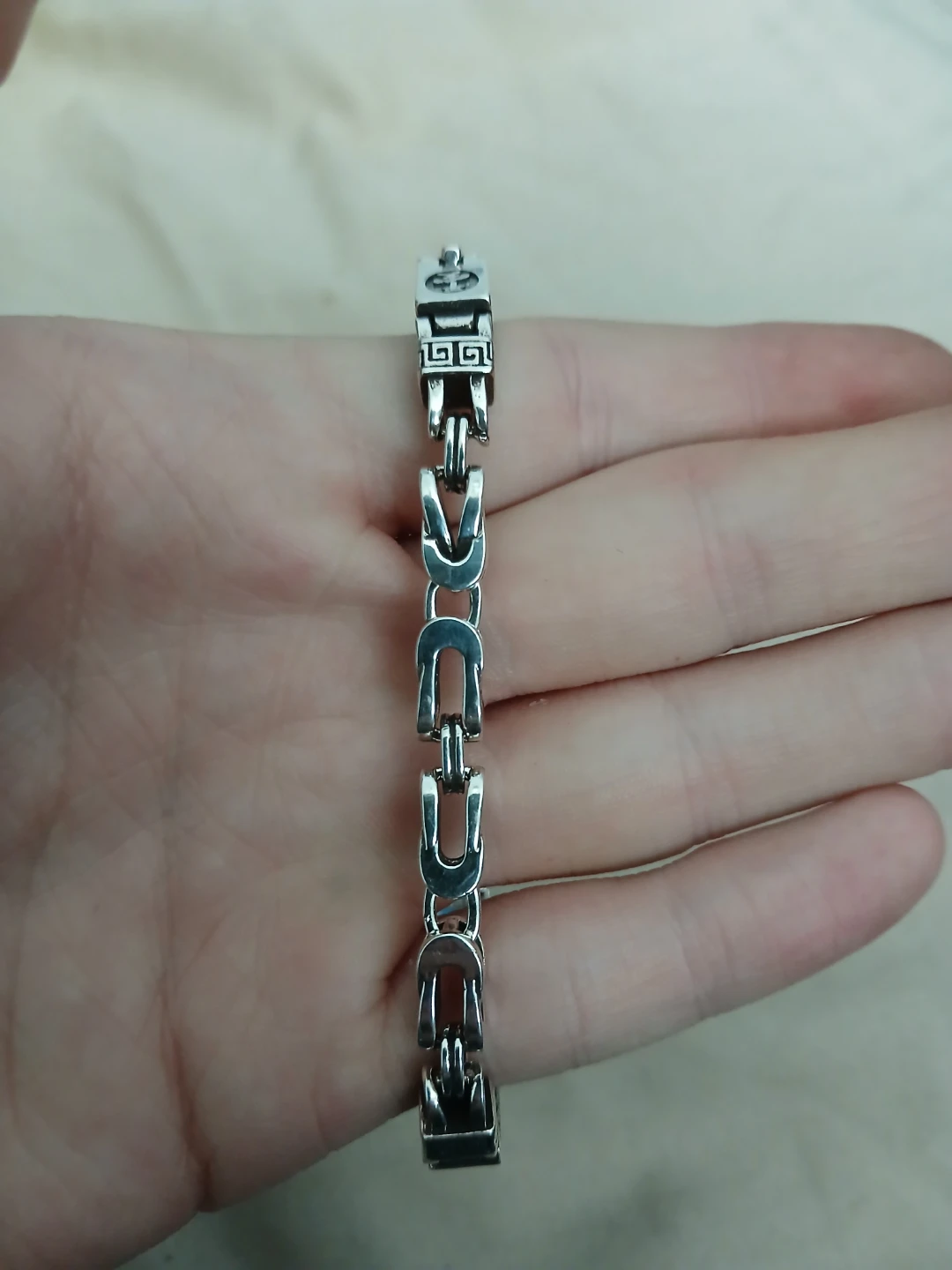925 Silver Chain Link Bracelet With Asian Symbols - photo 4
