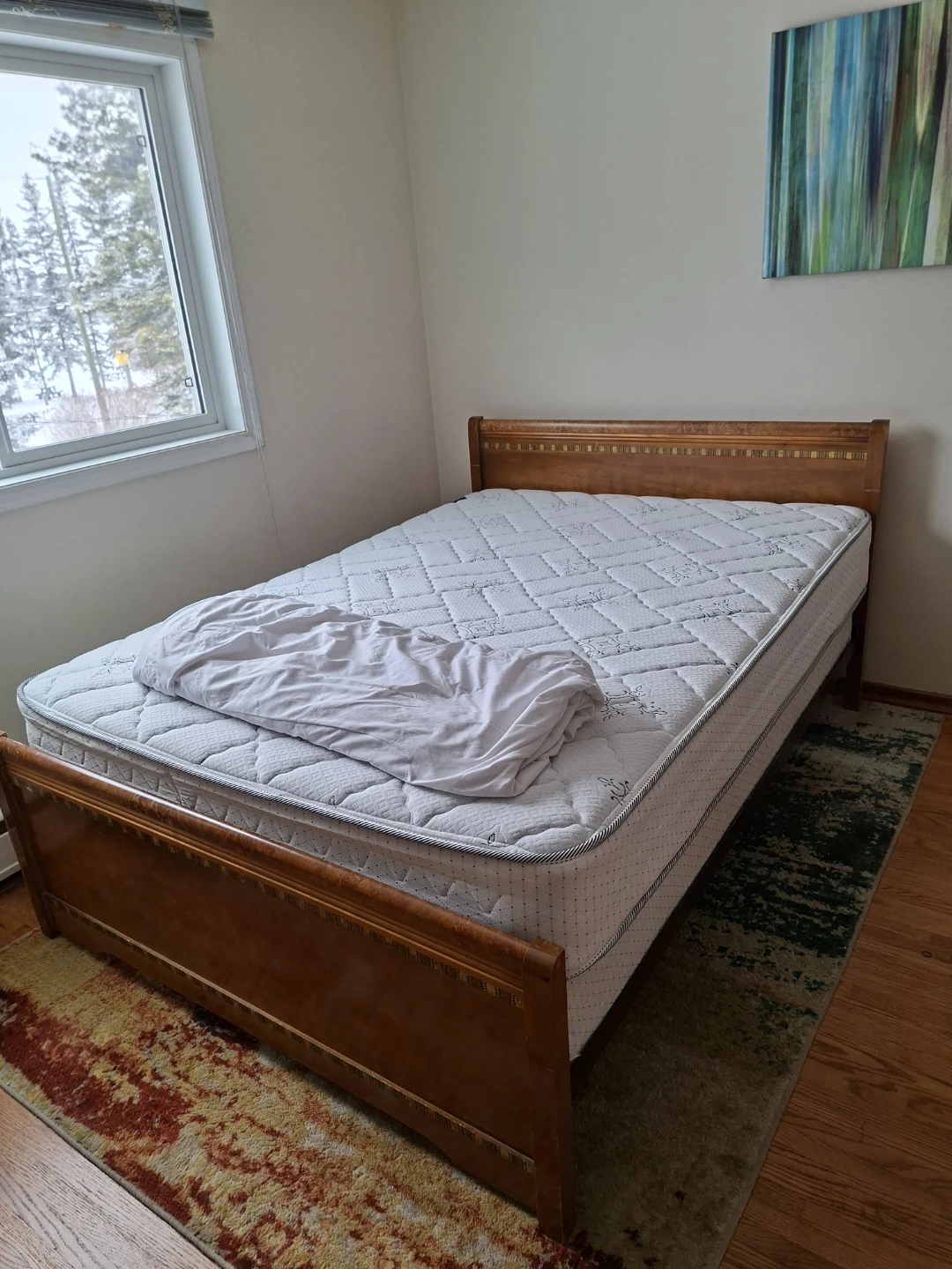 Maple Wood Bed Frame with Mattress🧡