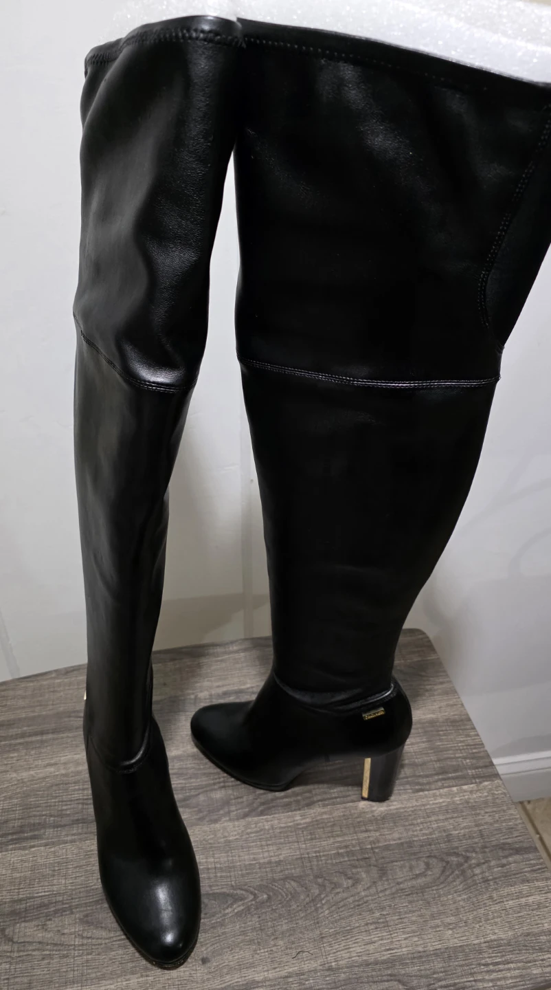 Calvin Klein  Black Leather Over-the-Knee Boots - photo 2