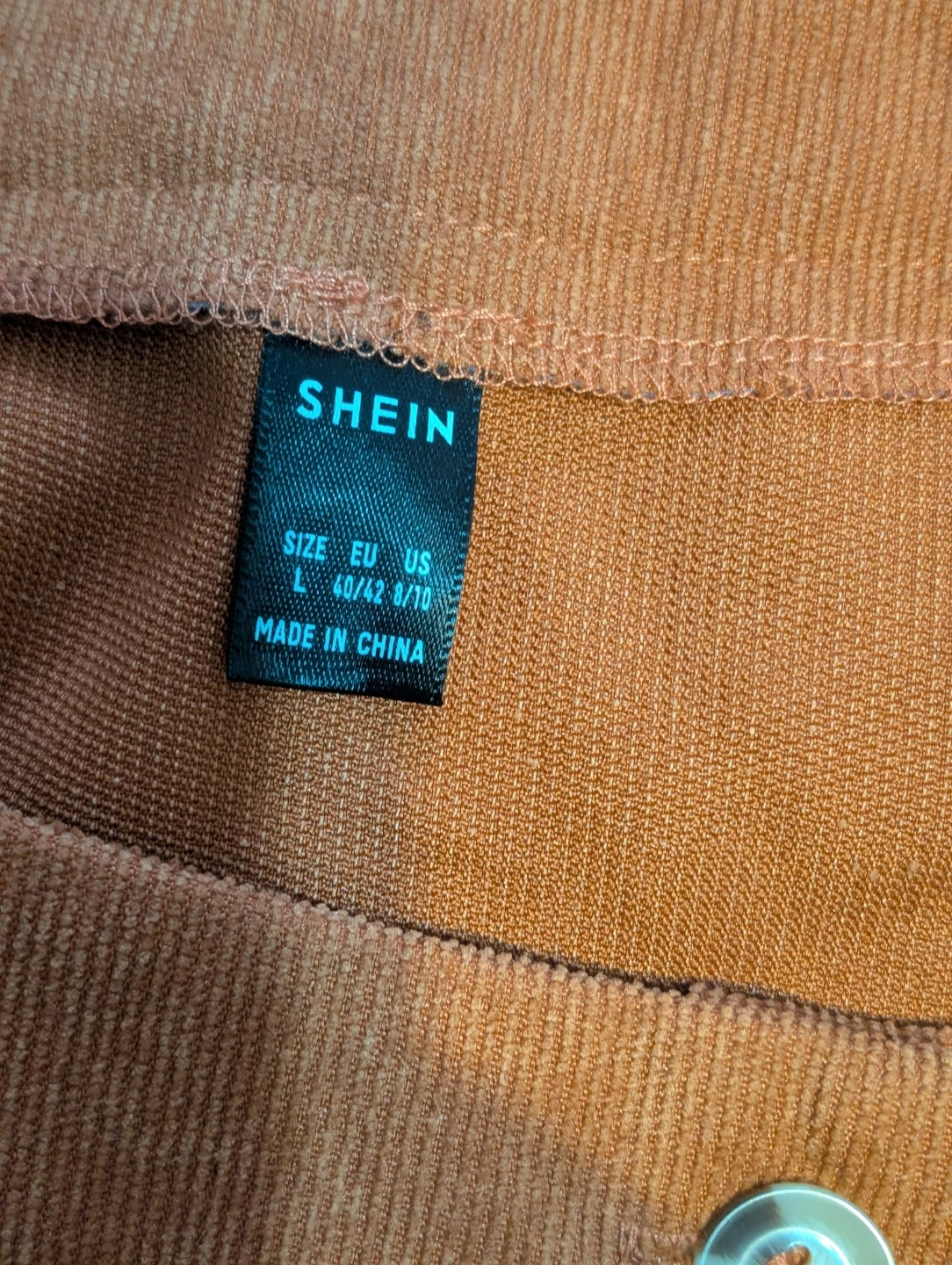 SHEIN Colour Block Corduroy Mini Skirt - Orange/Black - photo 2