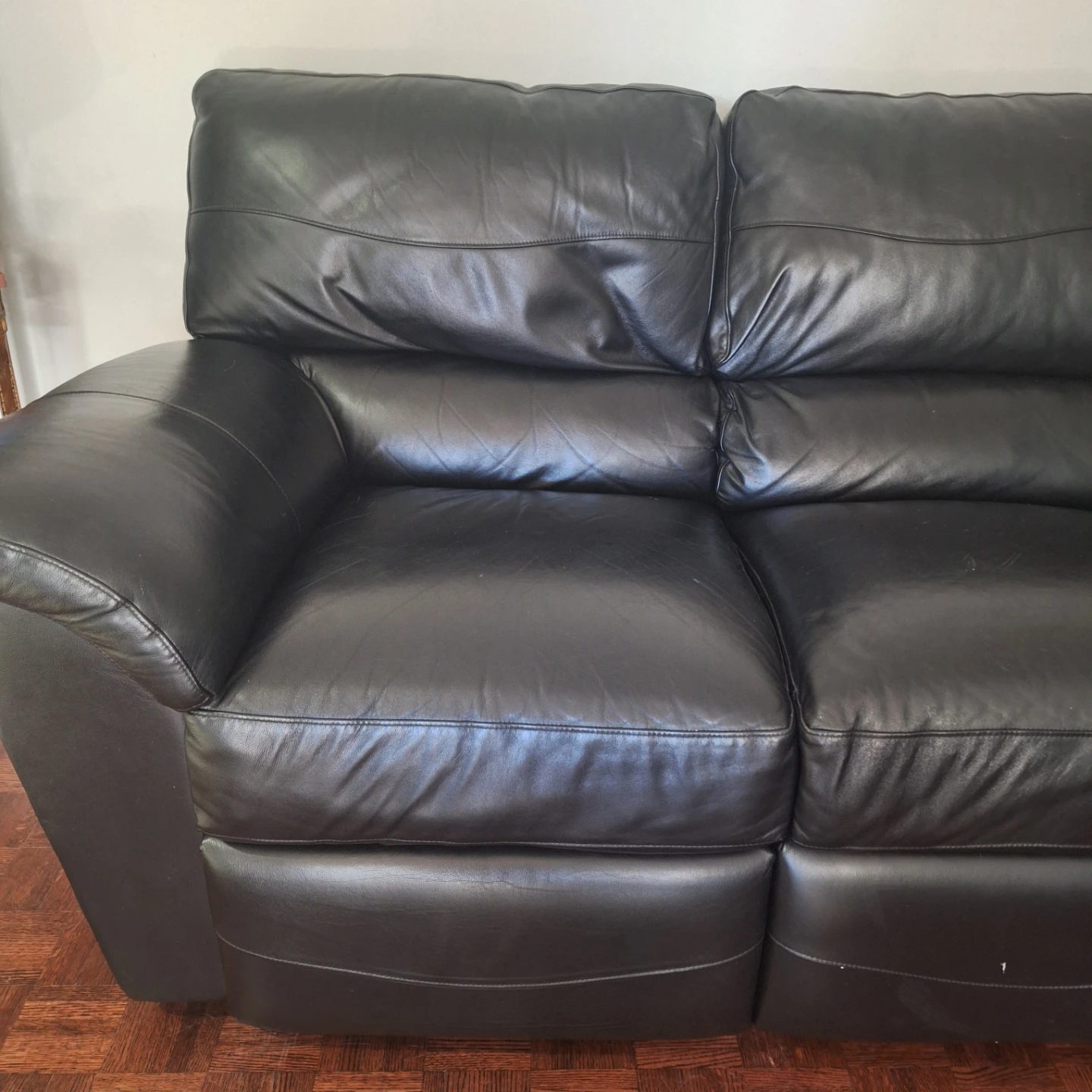 Black Leather Sectional Sofa - photo 2