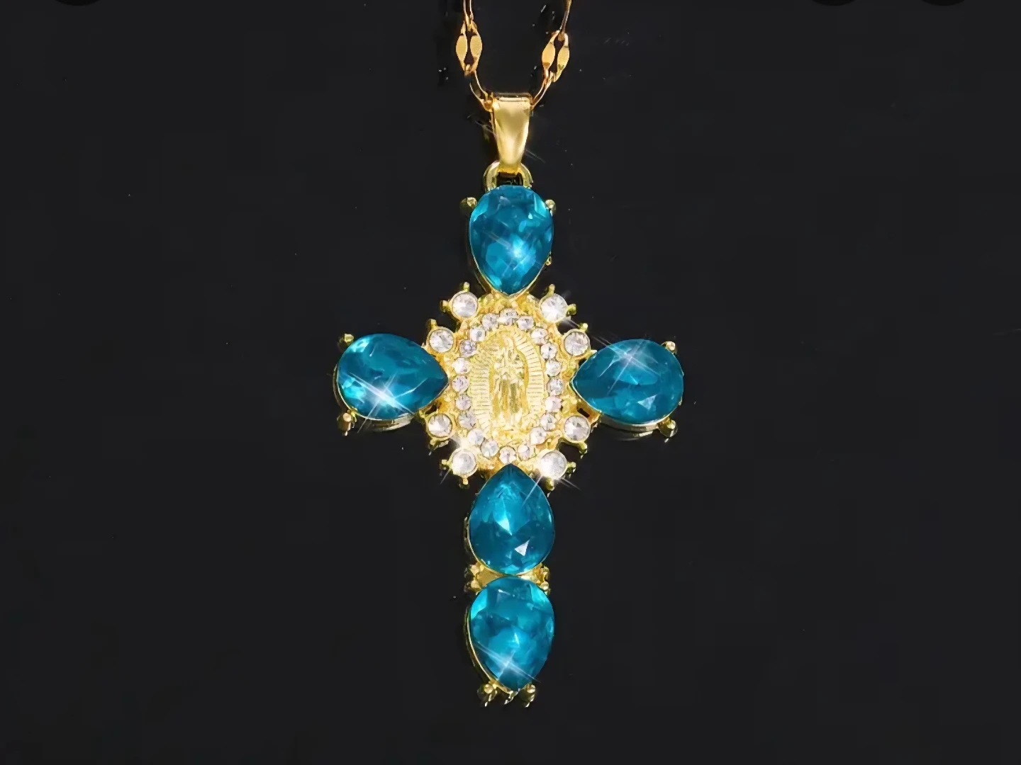 Sparkling Blue and white Cross necklace 💎❤️✨️✨️ - photo 3