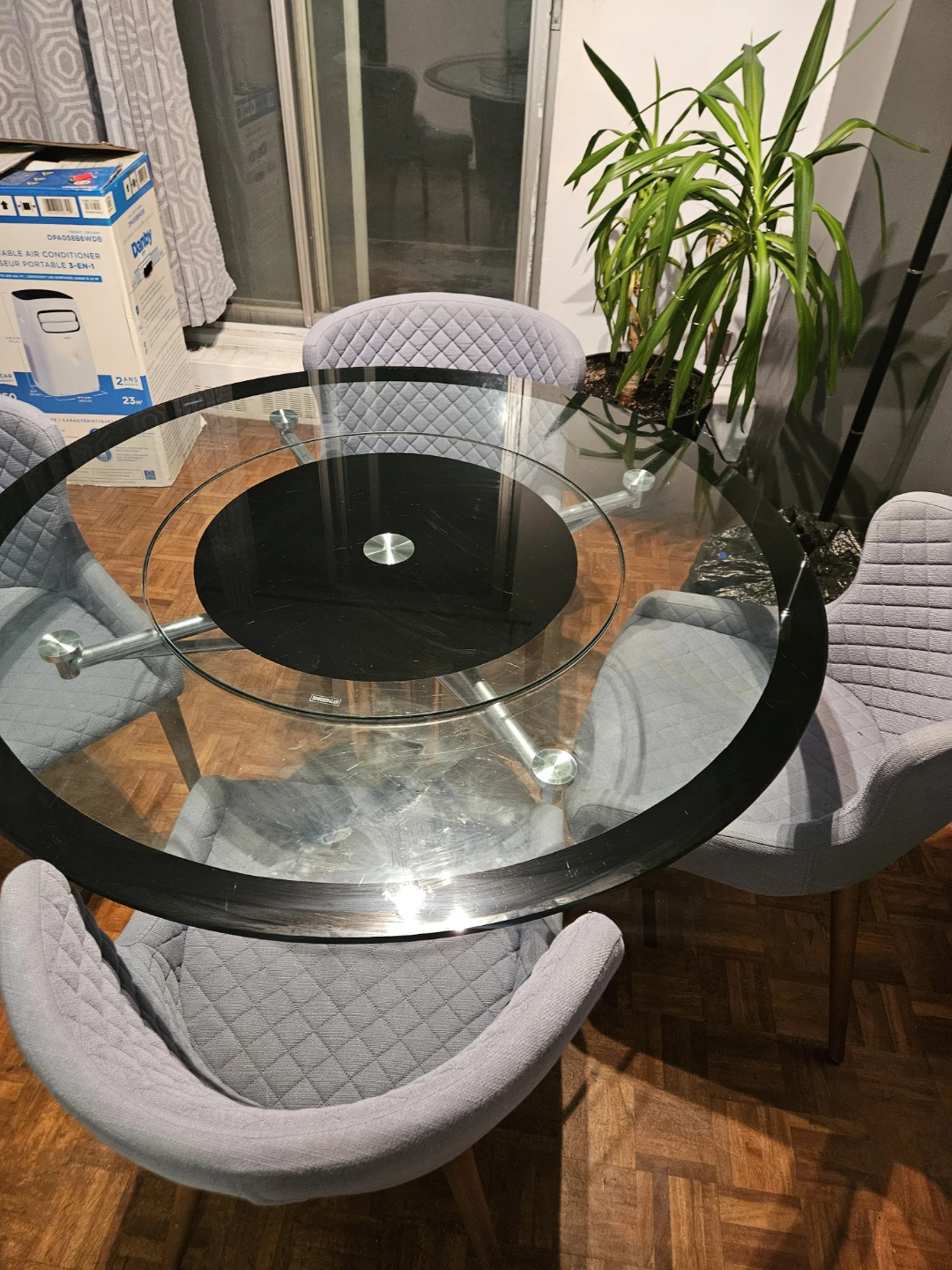 Glass Dining Table with 4 Chairs