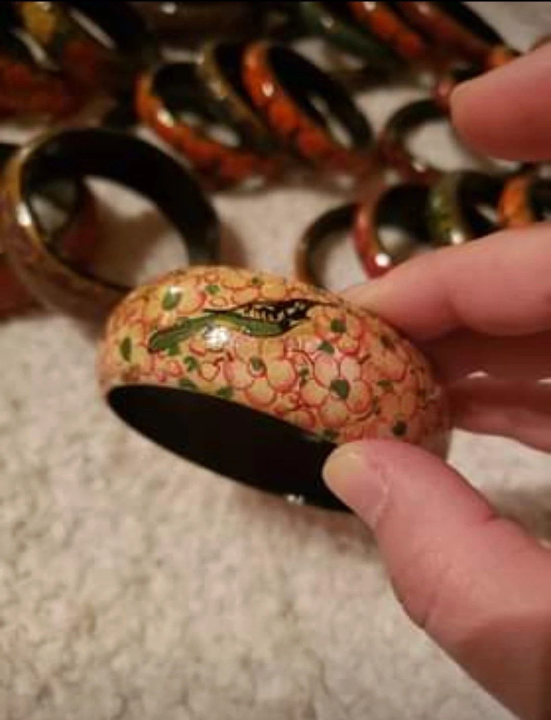 Hand-Painted Paper Mache Lacquer Bangles - photo 4