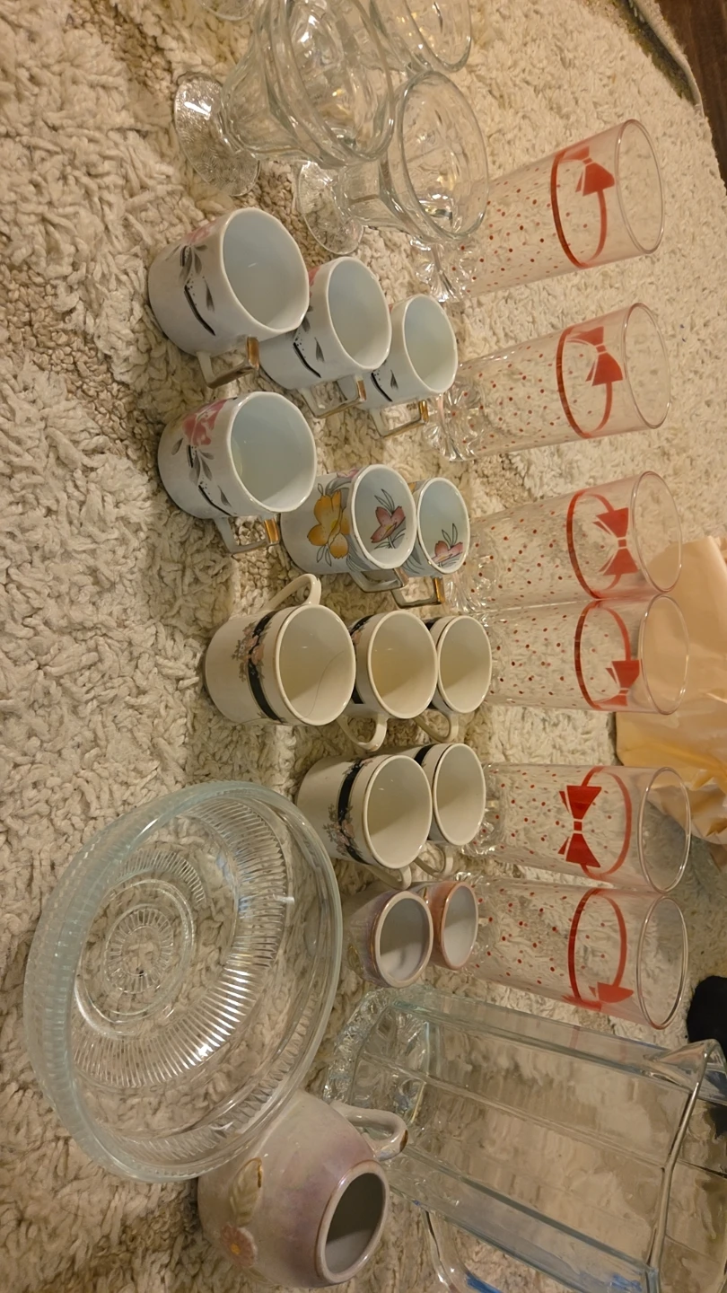 Glass Dessert Dishes and Coffee Cups