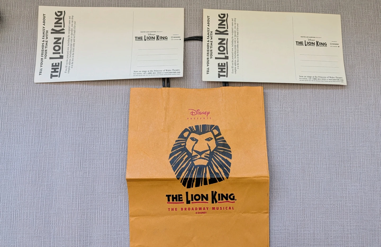 Disney's The Lion King The Broadway Musical Postcards and Bag