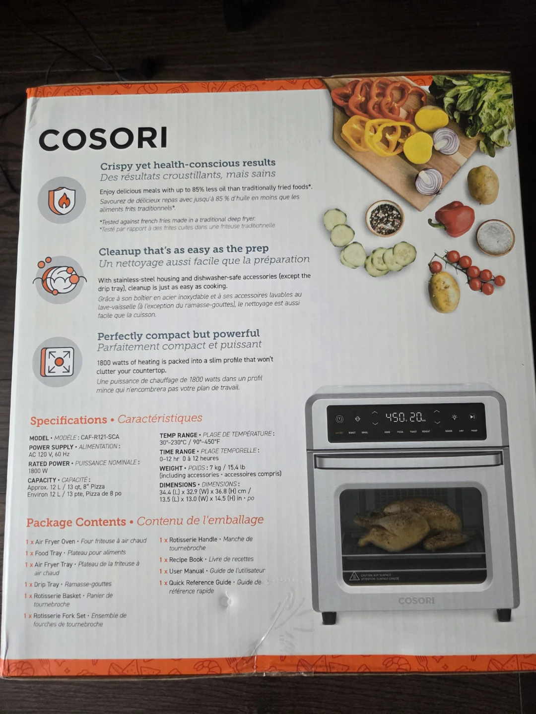 COSORI 12L Air Fryer Oven with Rotisserie & Cookbook