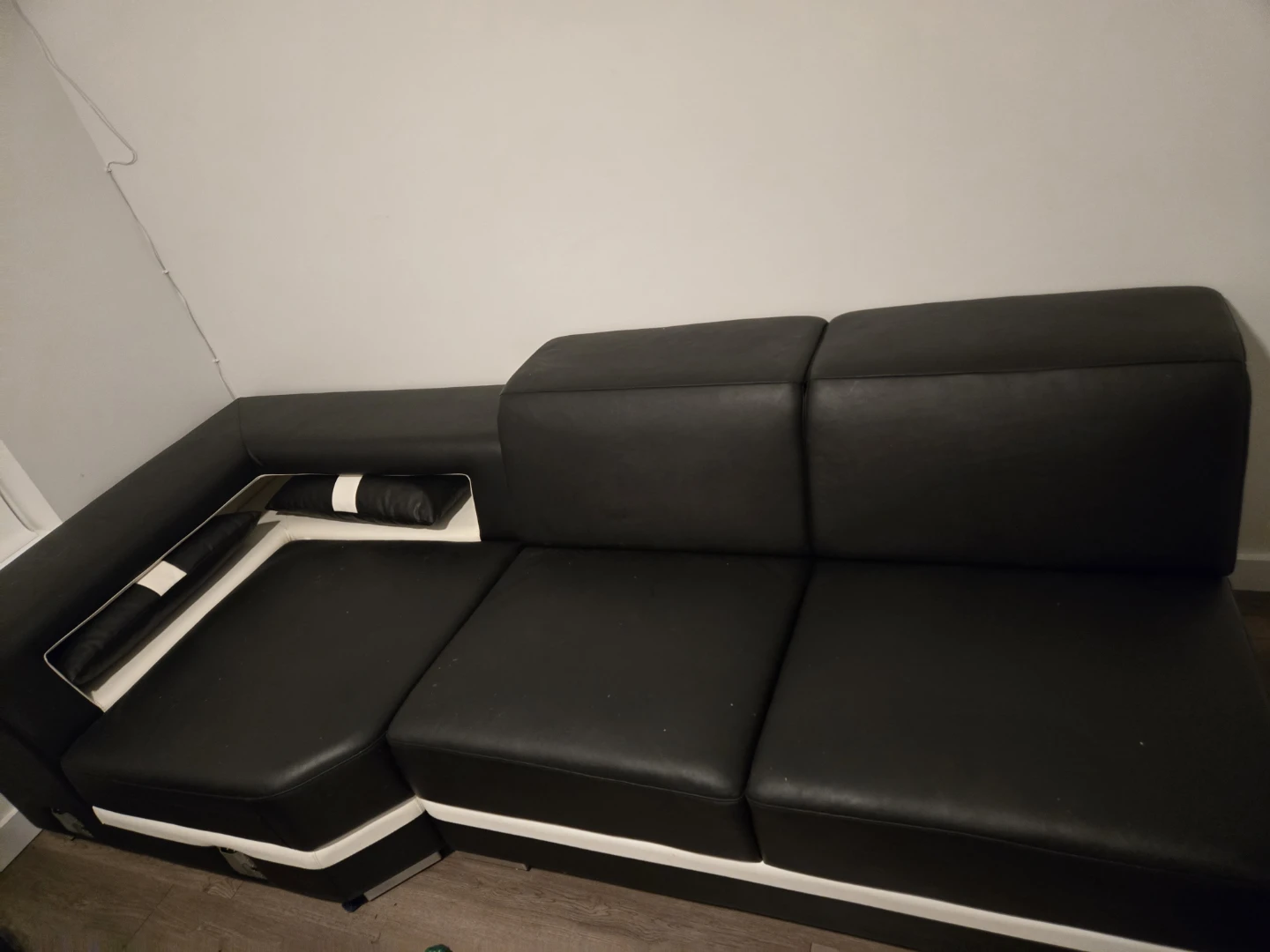 Black and White Section of Sofa with Pillows