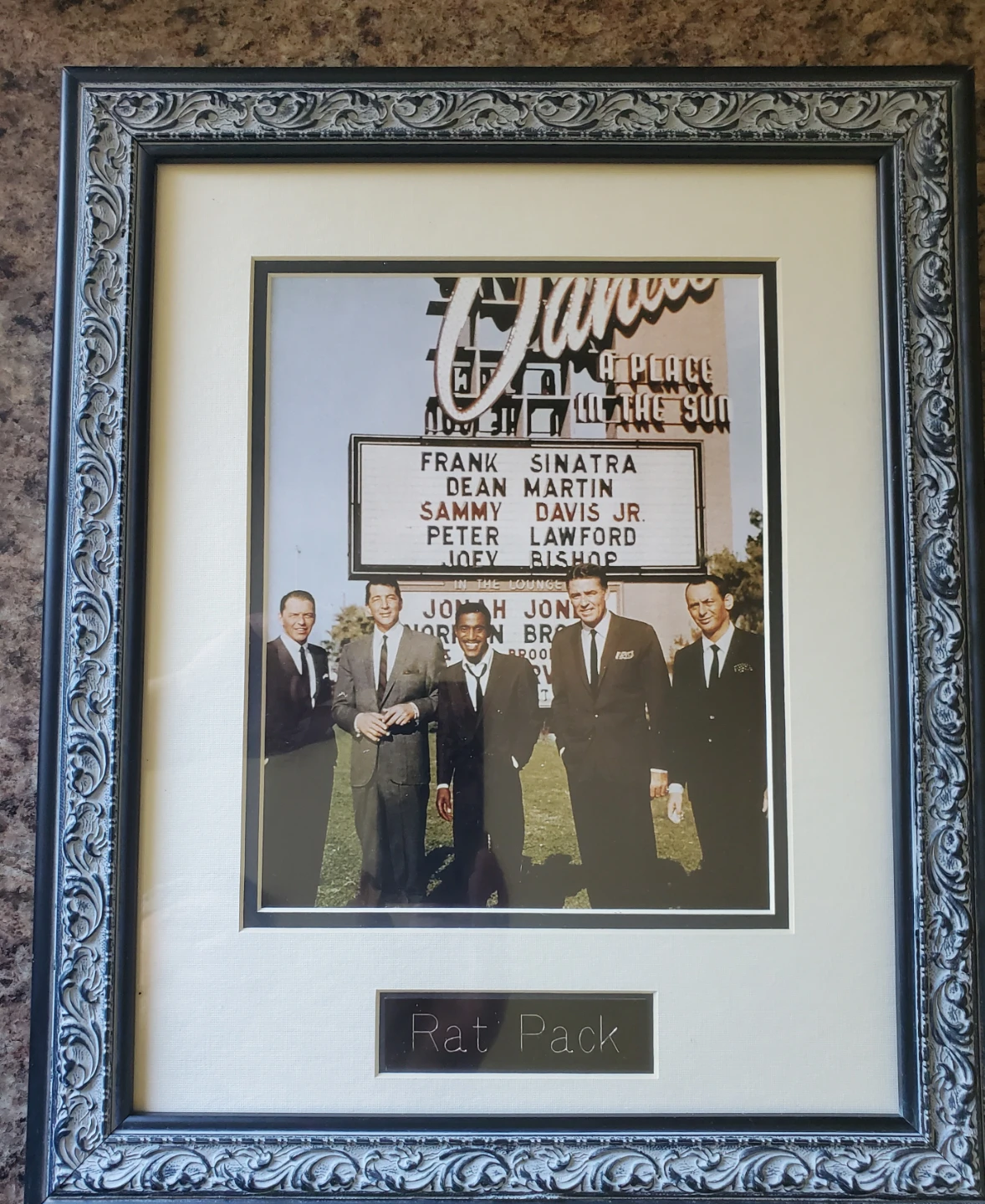 Framed Rat Pack Photo with Frank Sinatra, Dean Martin,