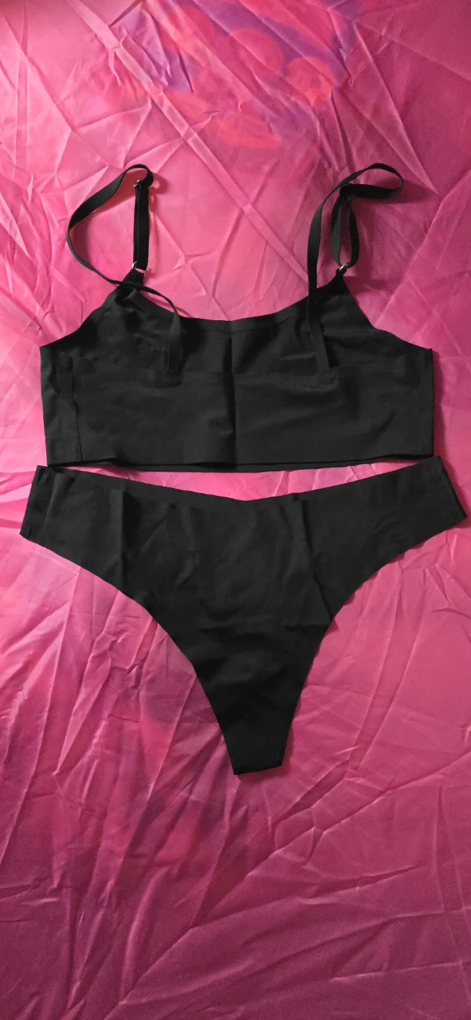 Black Bralette and Thong Set