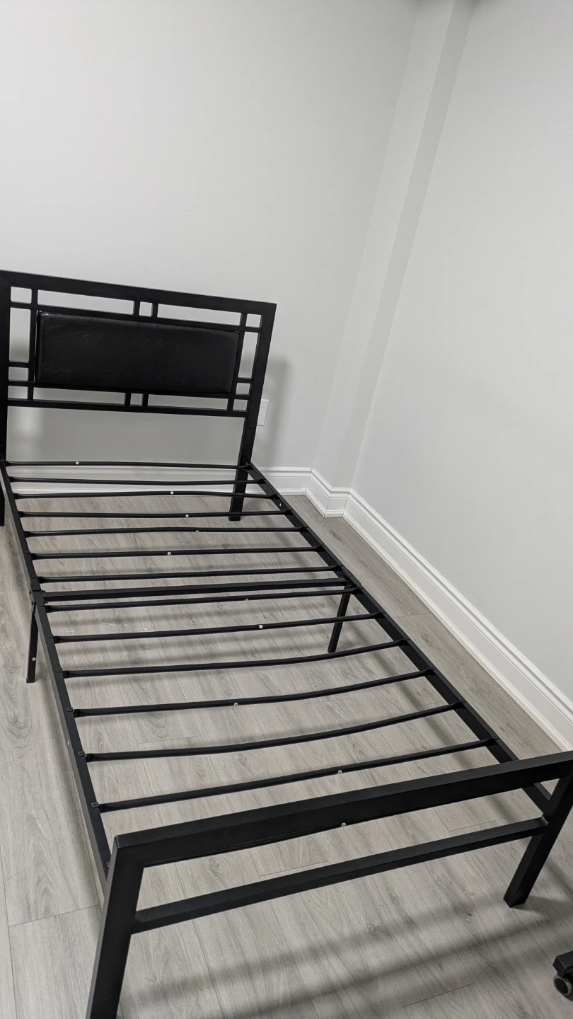 Black Metal Bed Frame with Headboard