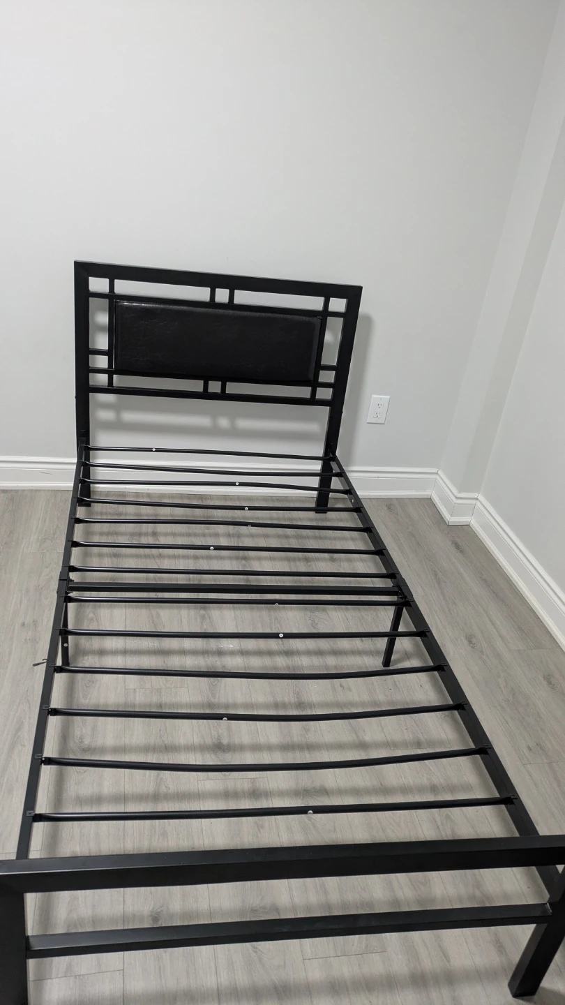 Black Metal Bed Frame with Headboard - photo 2