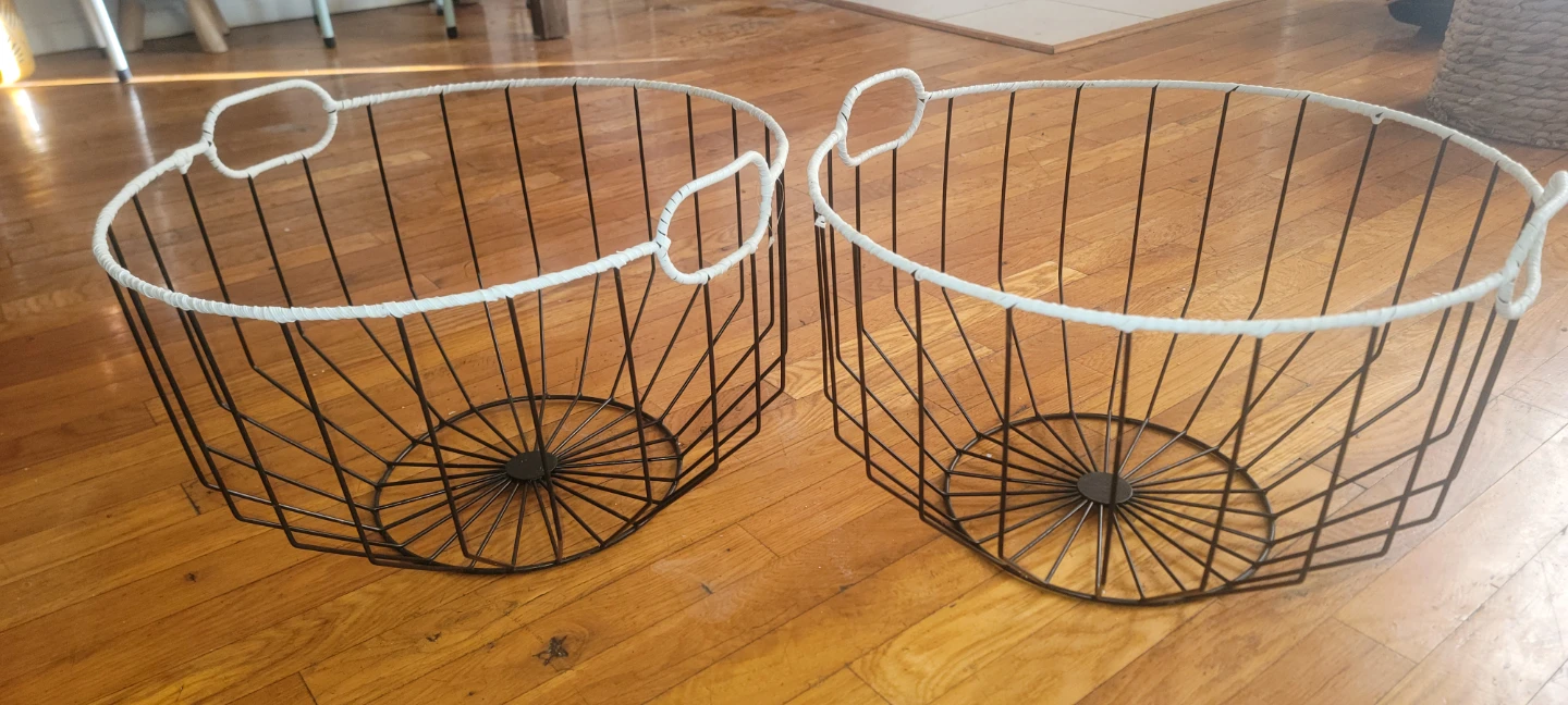 Set of 2 Wire Storage Baskets with Handles - photo 4