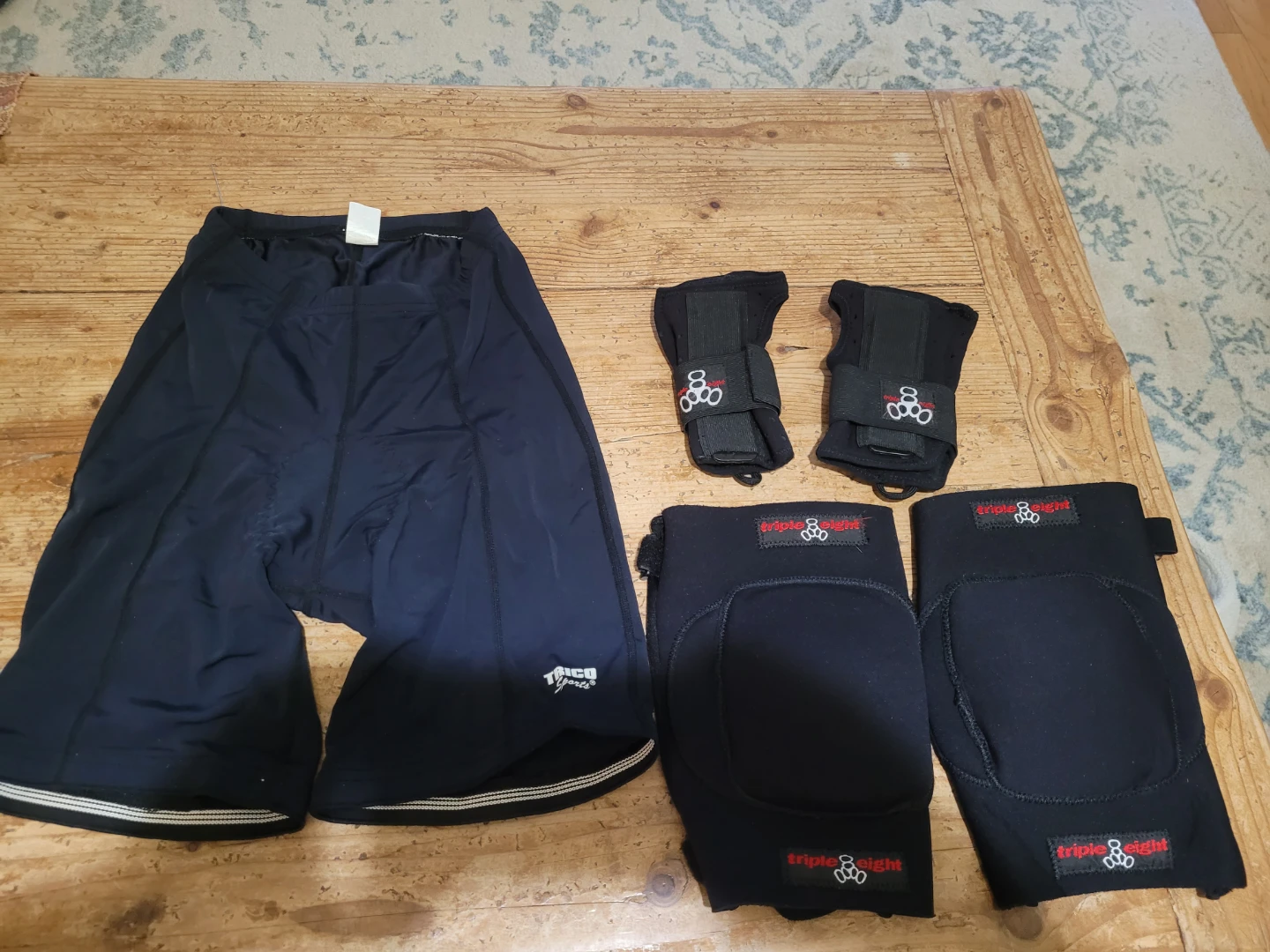 Knee Pads, Wrist Guards, padded cycling shorts
