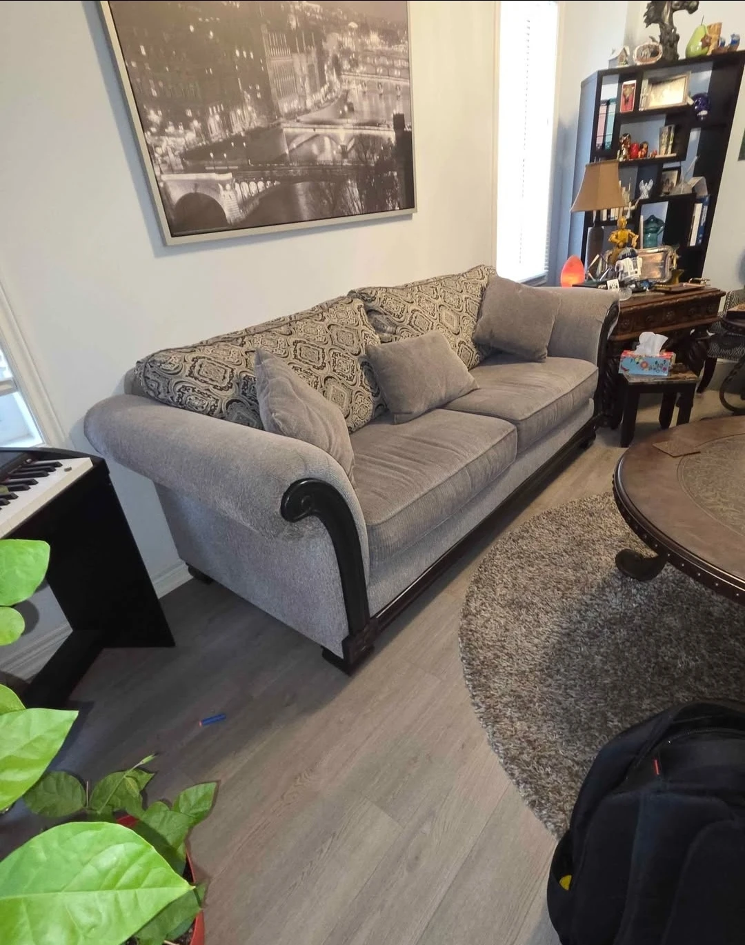 Grey Fabric Sofa n loveseat with Decorative Pillows - photo 4