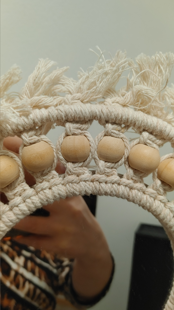 Macrame Wall Mirror with Wooden Beads - photo 3