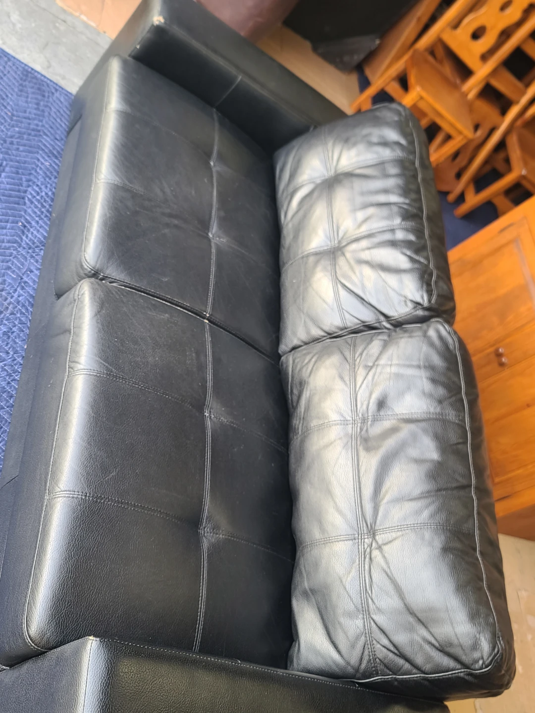 Black Faux Leather Loveseat - photo 3