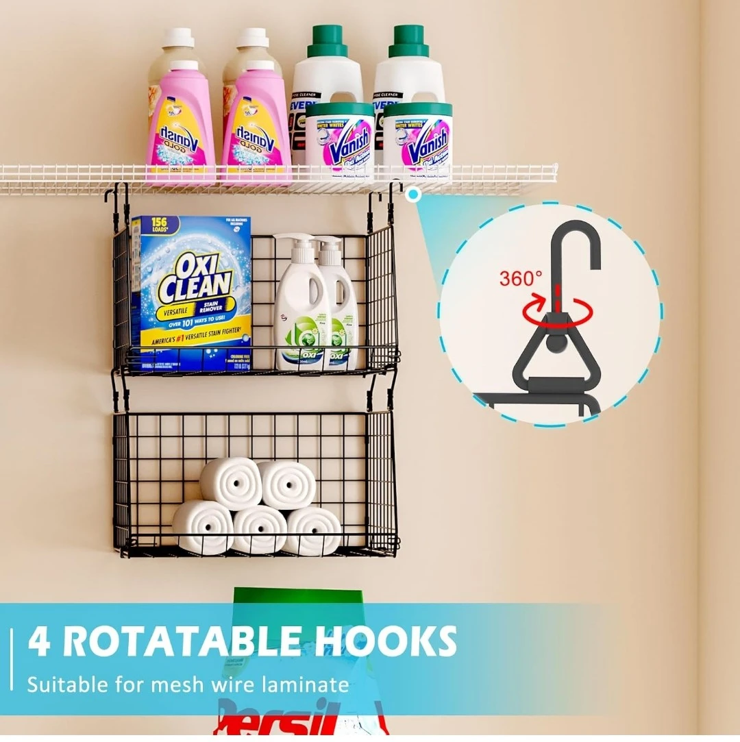Sonyabecca 3-Pack Hanging Wire Laundry Basket Organizer - photo 5