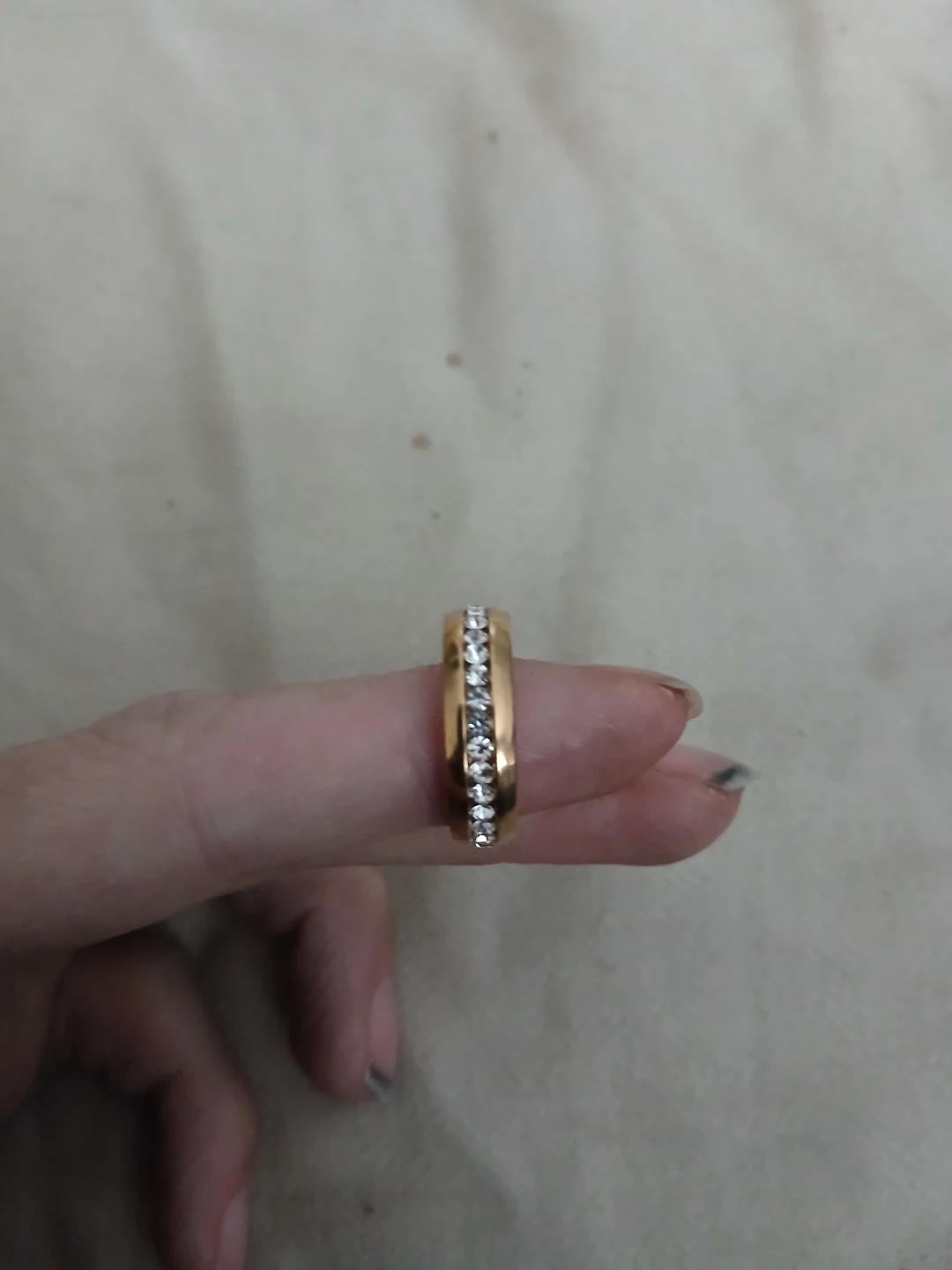 18K Gold Plated Titanium And Synthetic Cubic Zirconia Ring
