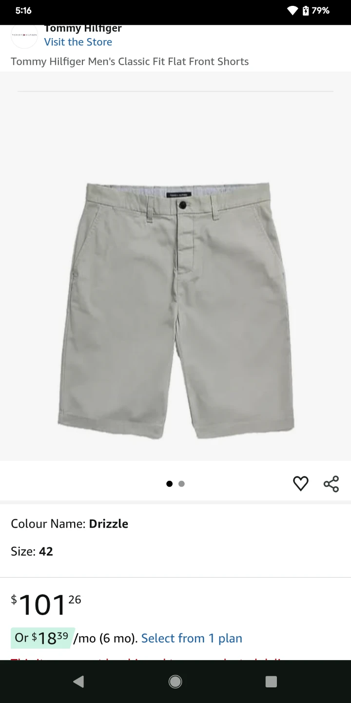 Tommy Hilfiger Men's Classic Fit Flat Front Shorts size 36🏆