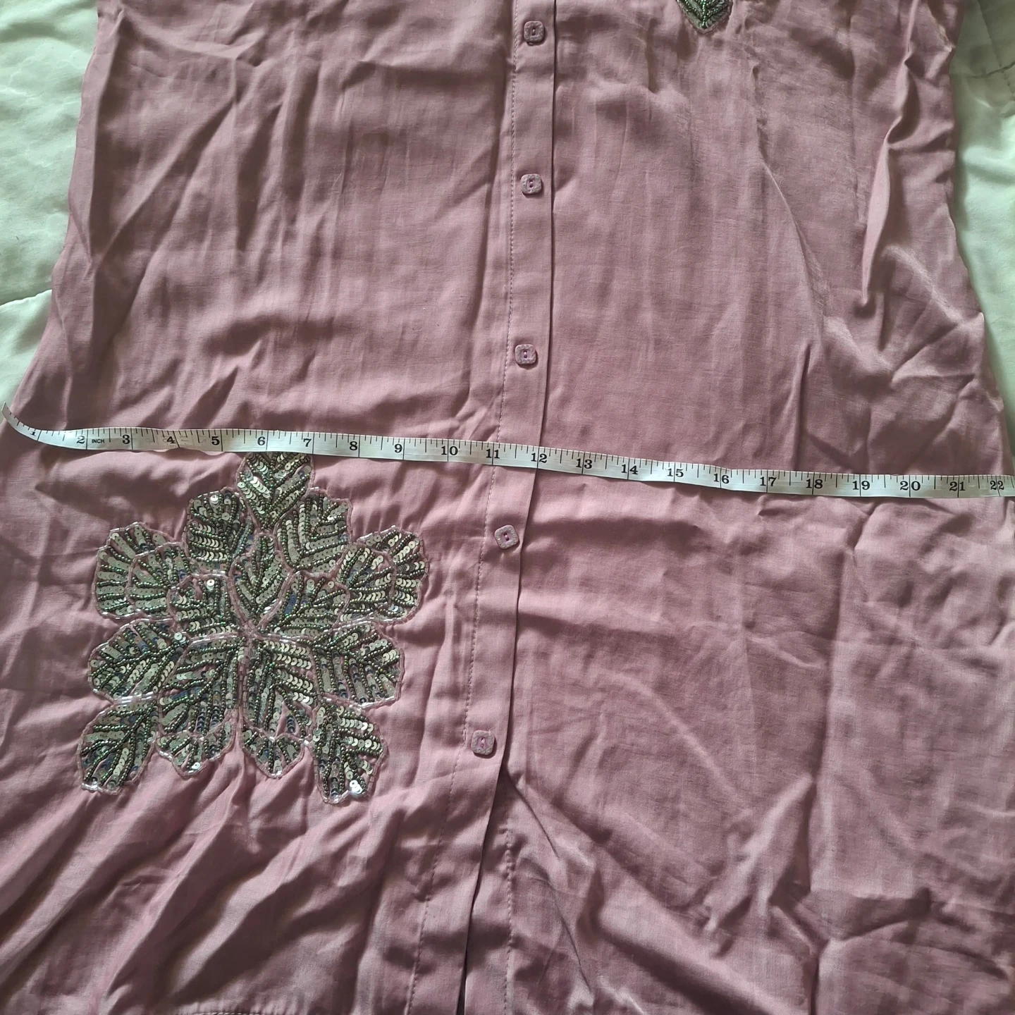 Pink Embellished Button-Up co ord and Pants Set - photo 3