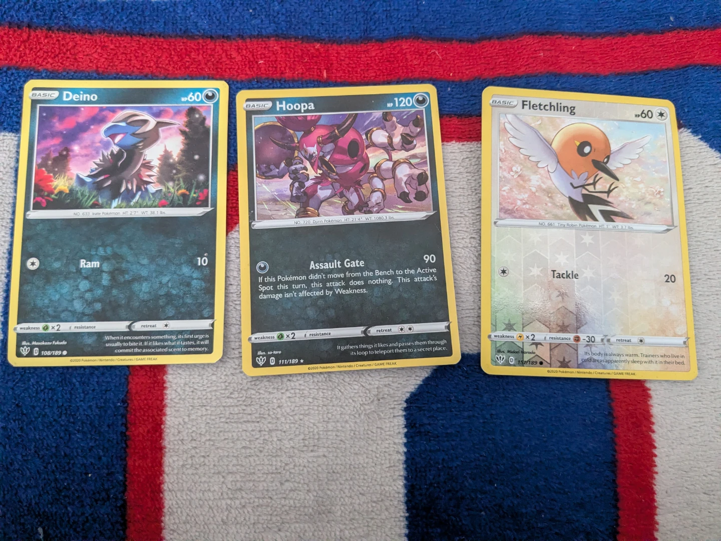 Pokemon Trading Cards - Deino, Hoopa, Fletchling