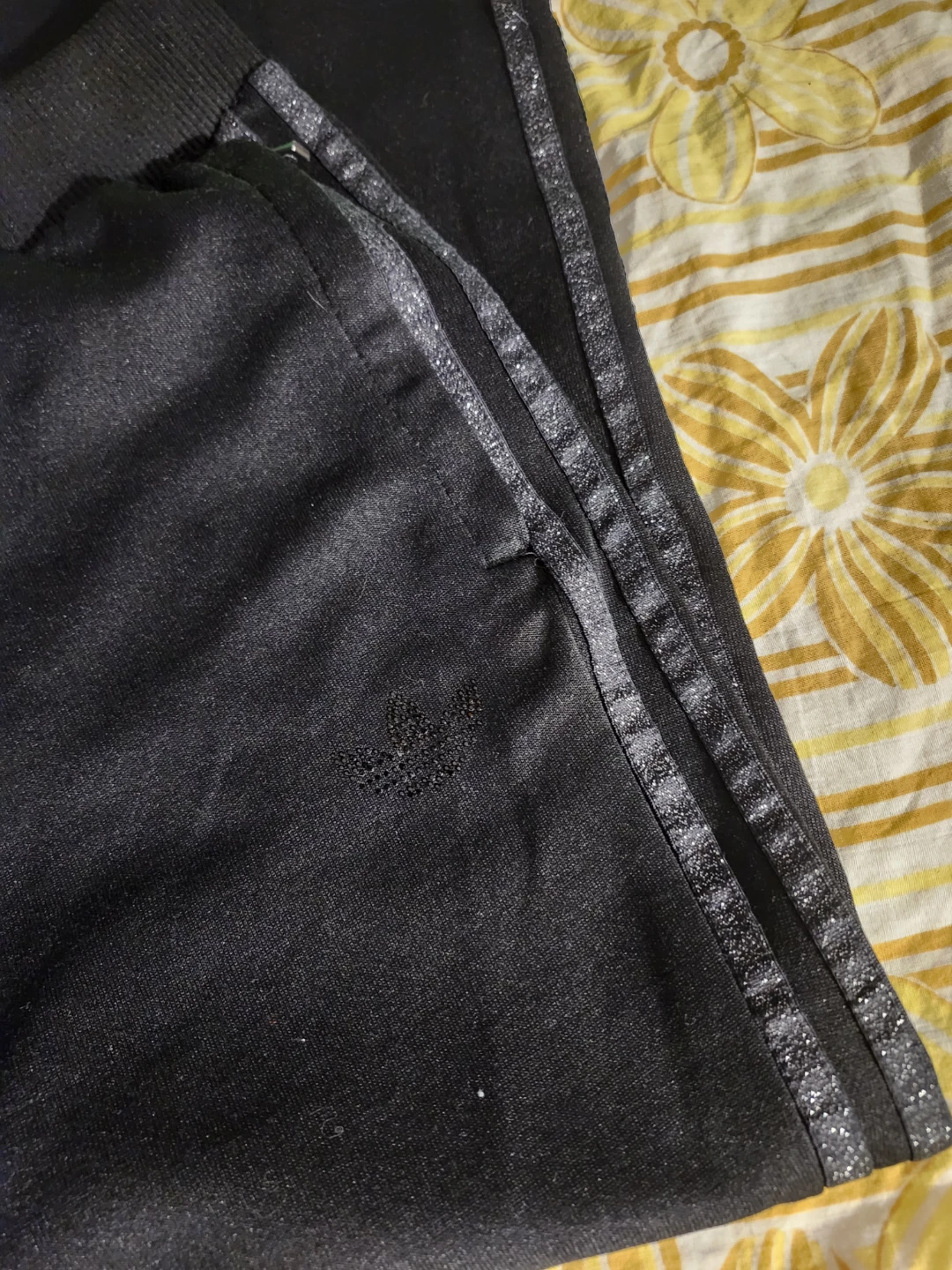 Black Adidas joggers with silver sparkle stripes - photo 3