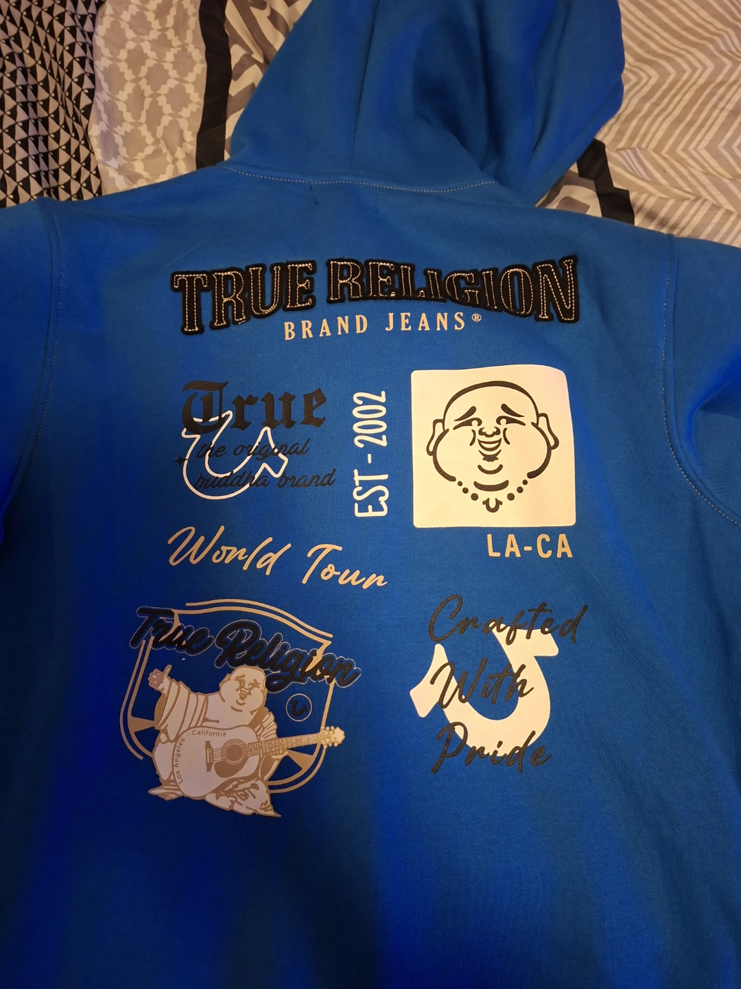 True Religion Imperial Blue Applique Multi Zip Hoodie XL 🥕 🥕 - photo 3