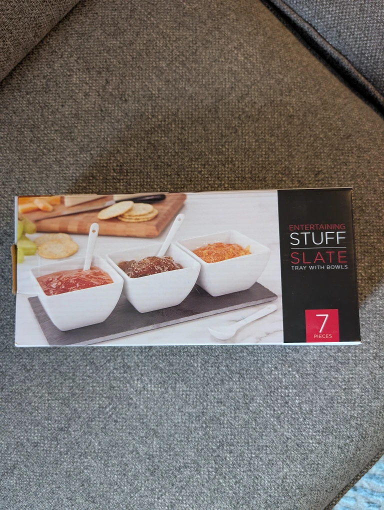 Slate Tray with Bowls
