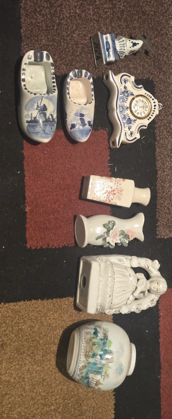 Blue and White Delft Style Ceramic Ashtrays and Decor