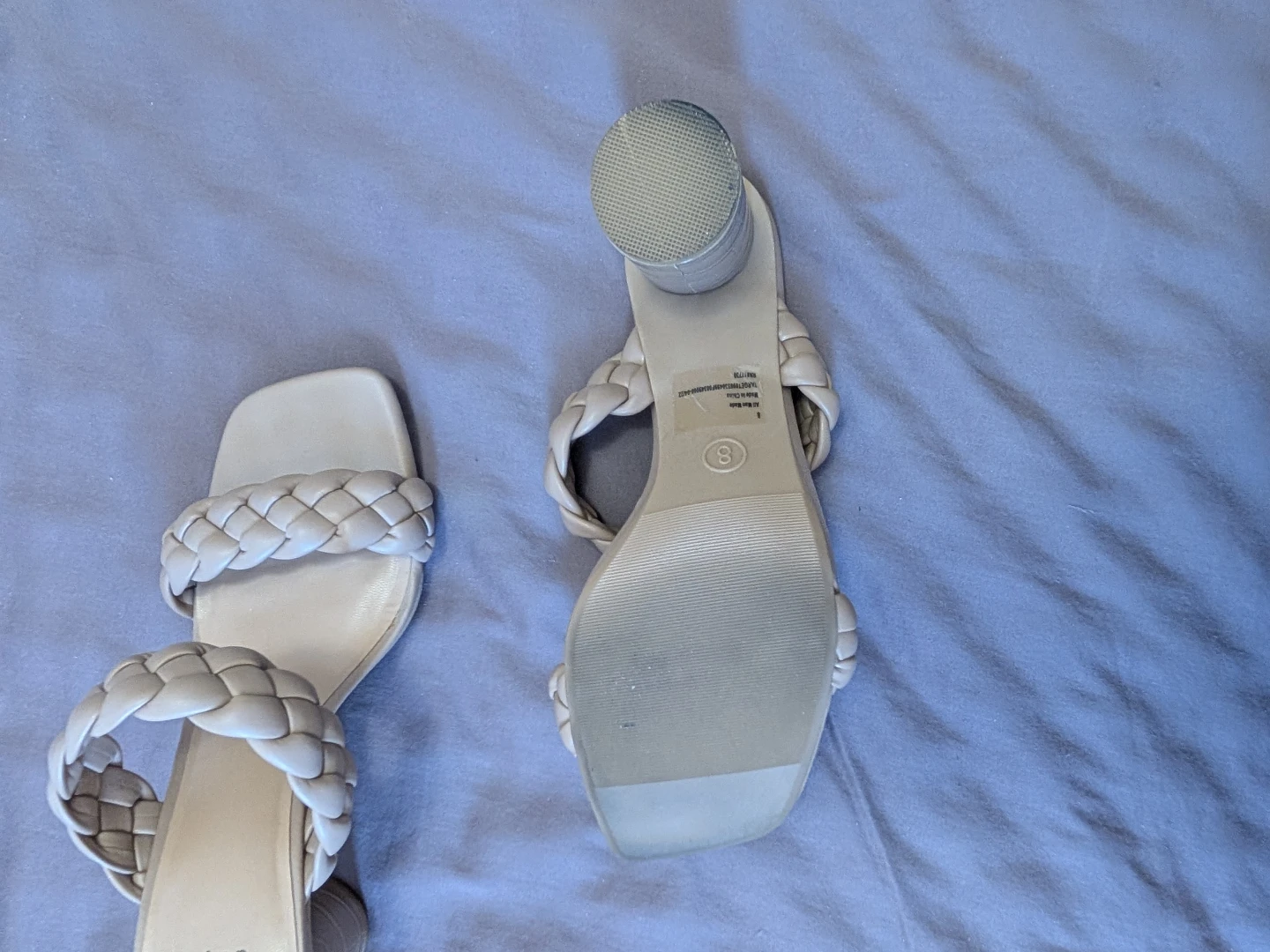 Braided Slide Heeled Sandals Cream - photo 3
