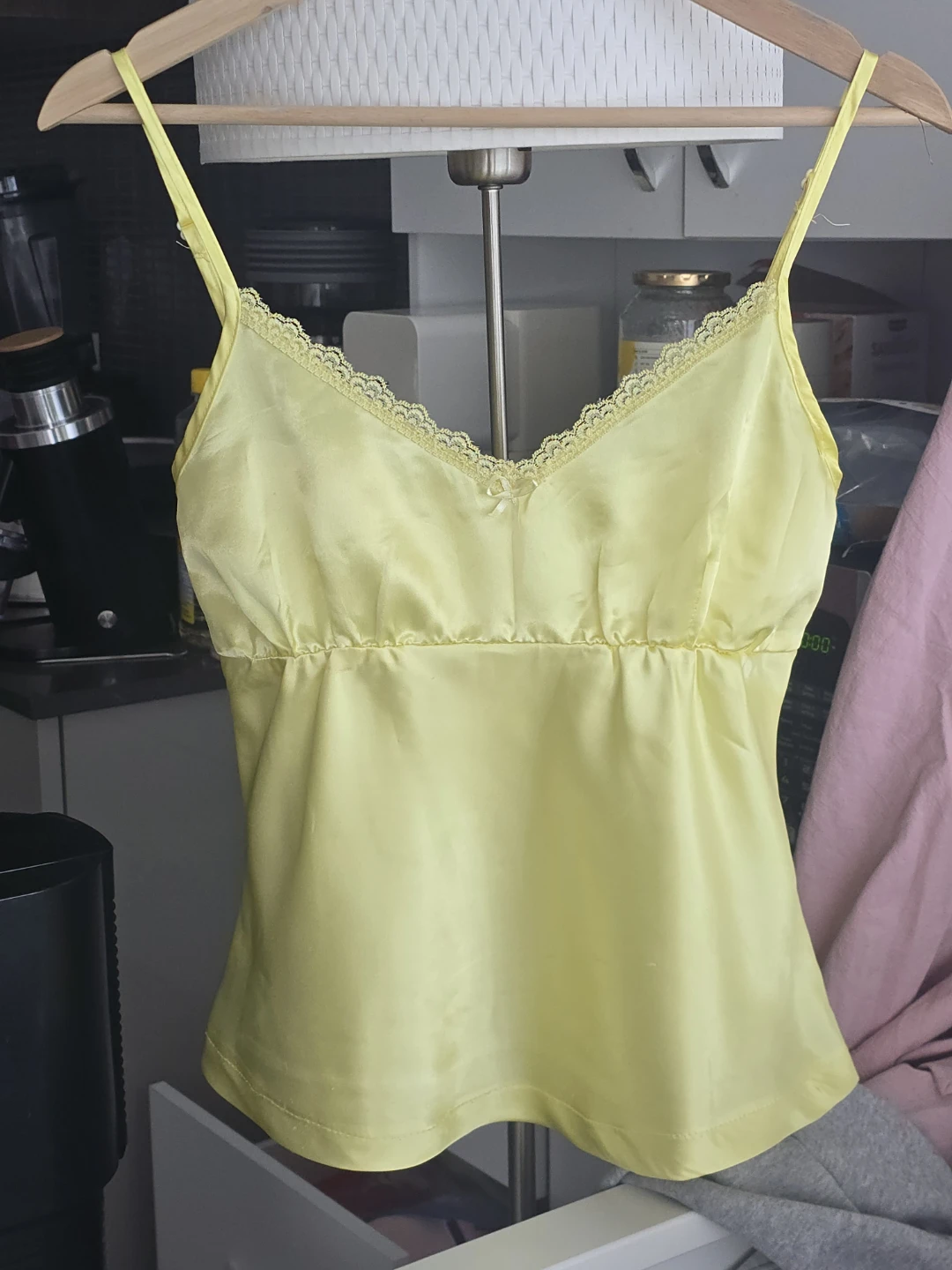 Jolinesse Yellow Lace Trim Camisole Top