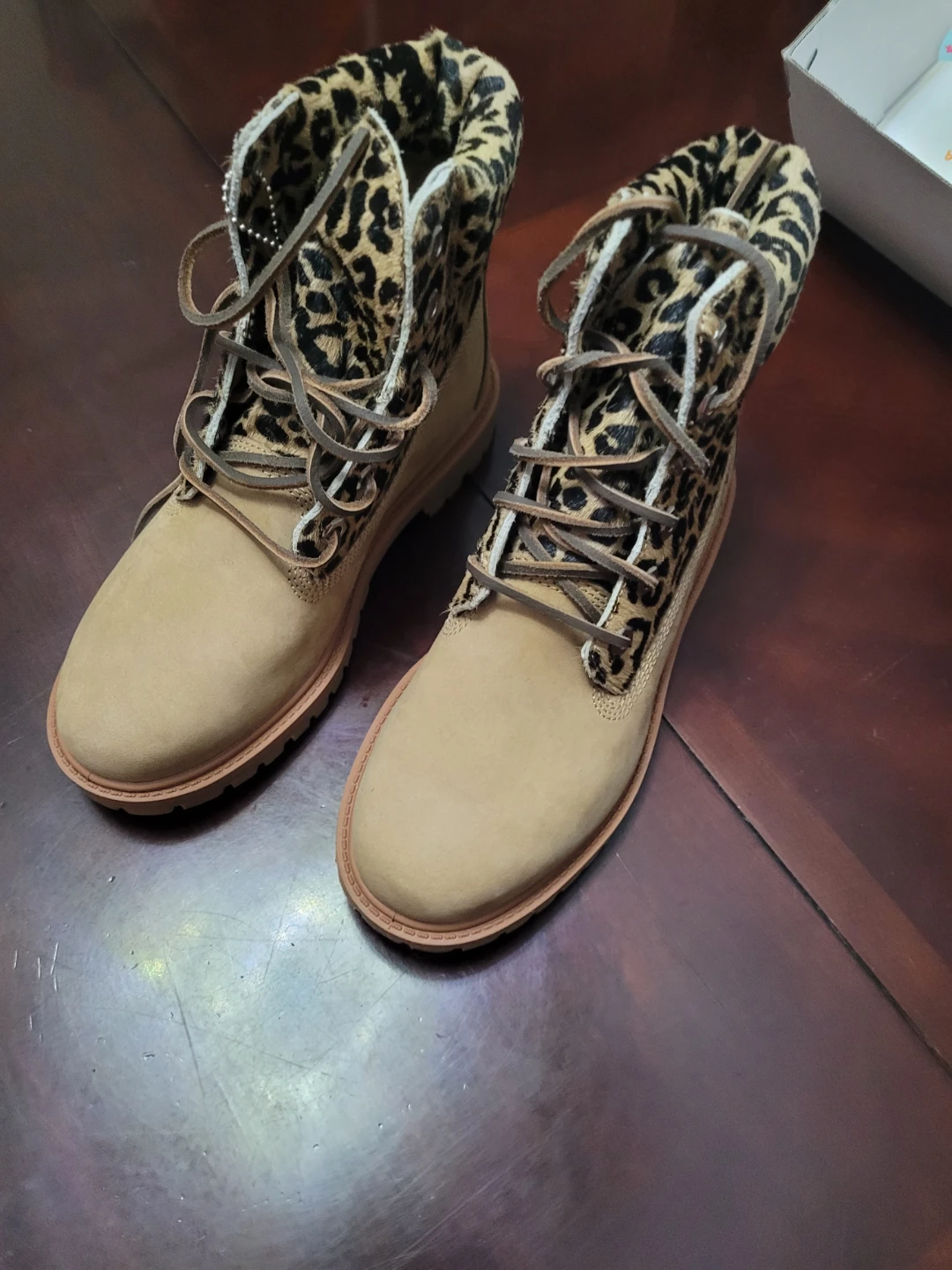 Timberland Boots - Tan with Leopard Print