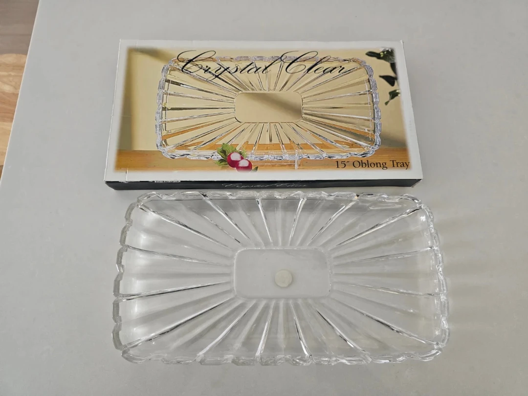 Crystal Clear Alexandria 15" Oblong Tray - Lead Free Crystal