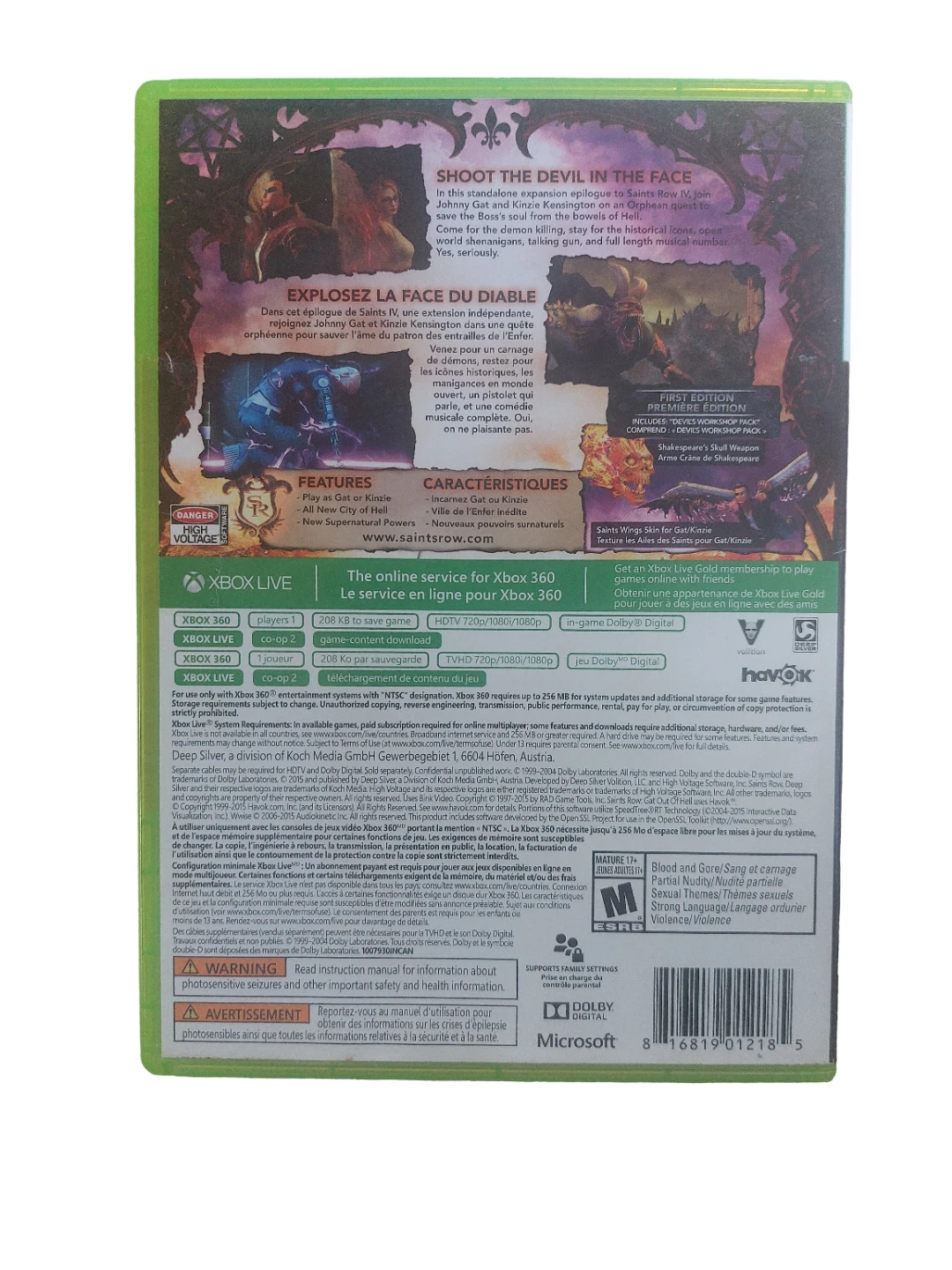Saints Row Gat Out of Hell Xbox 360 First Edition - photo 2
