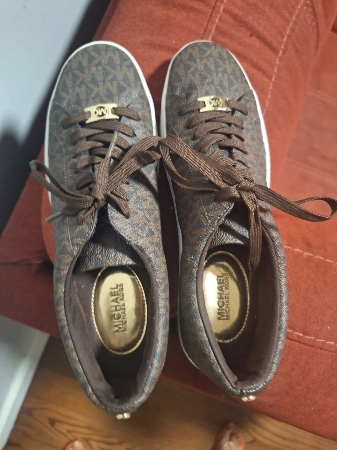 Michael Kors "MK" Monogram Sneakers Brown/Gold - photo 2
