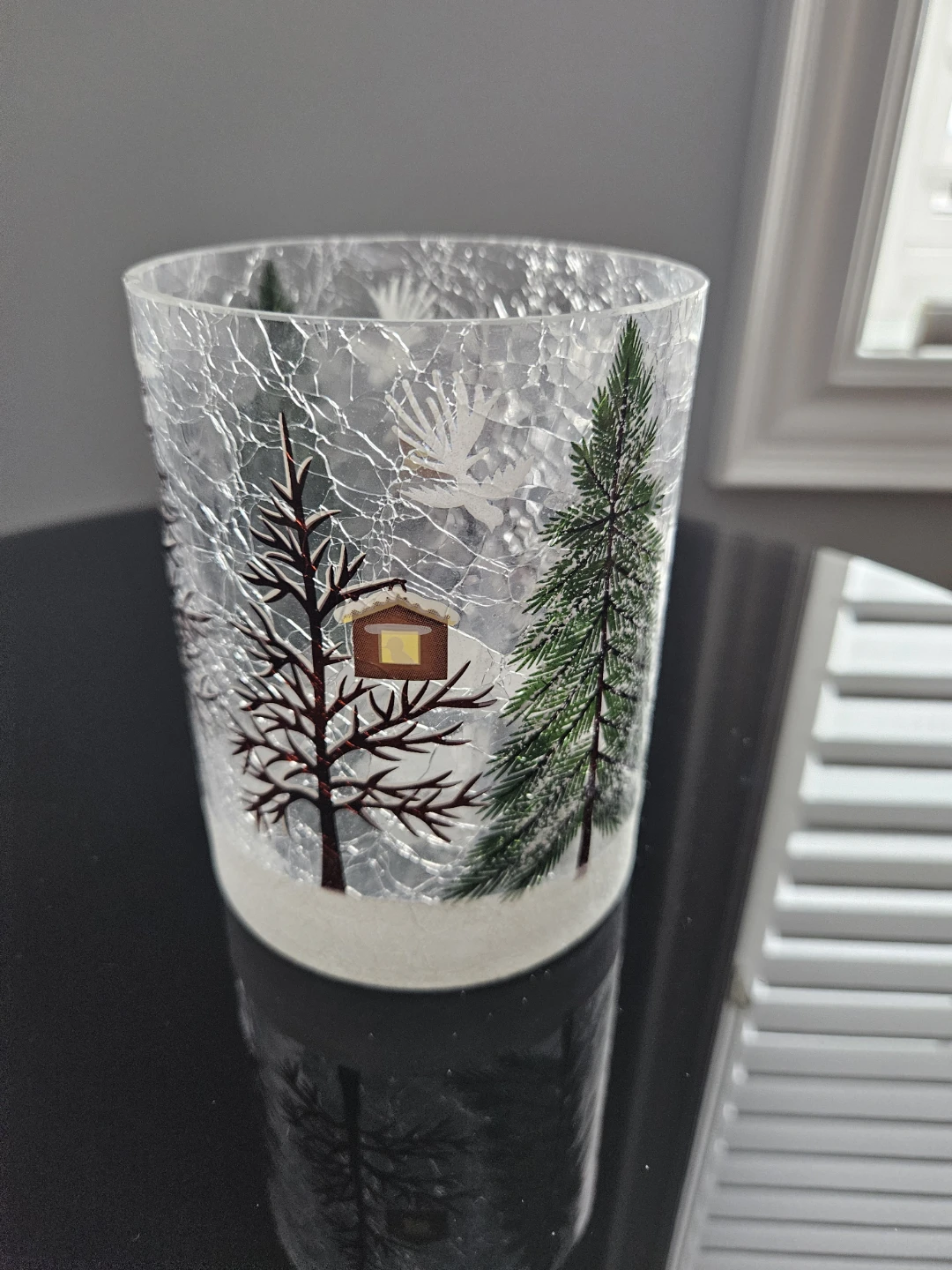 Winter Scene Hurricane Glass Candle Holder
