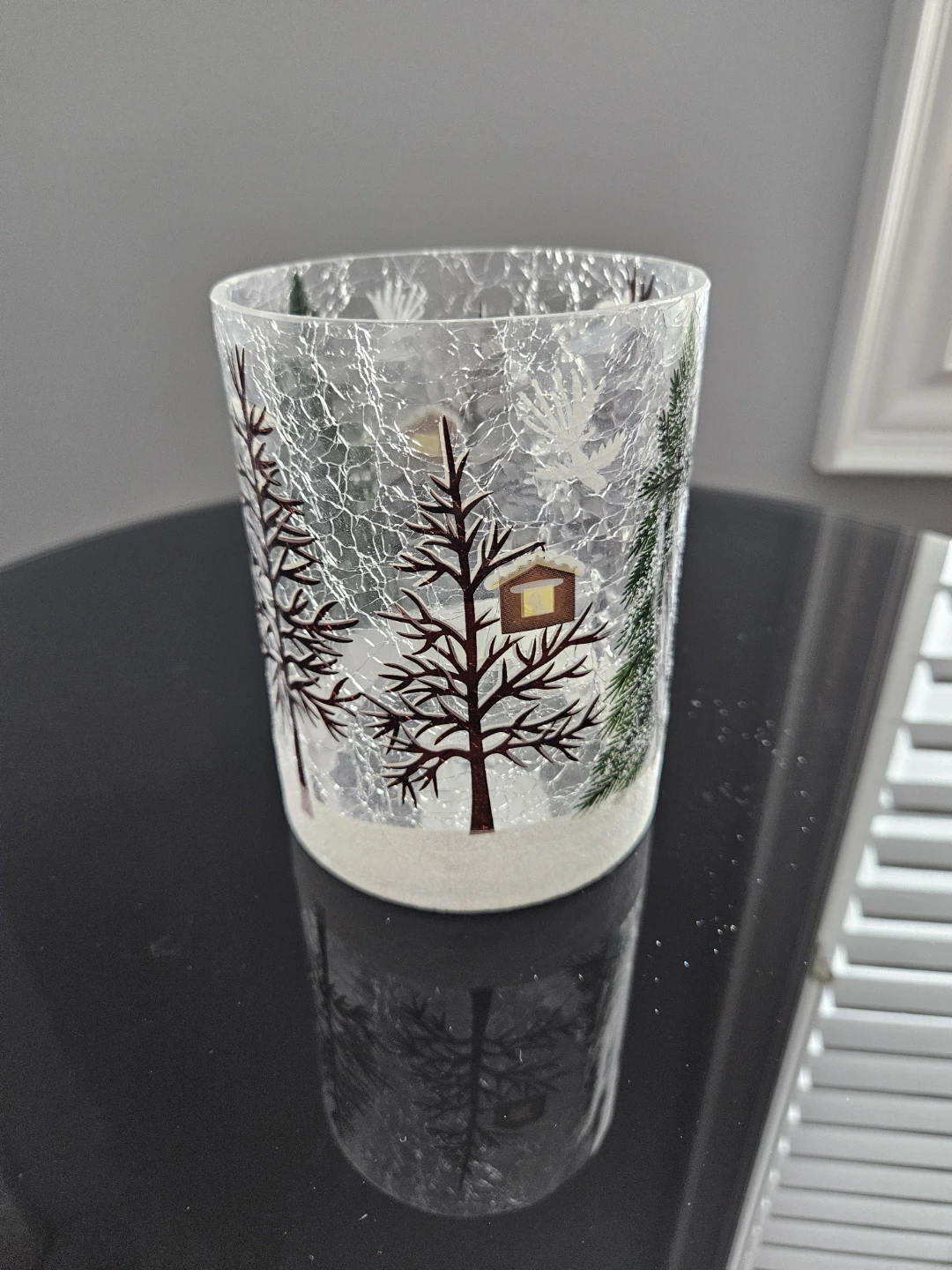 Winter Scene Hurricane Glass Candle Holder - photo 2