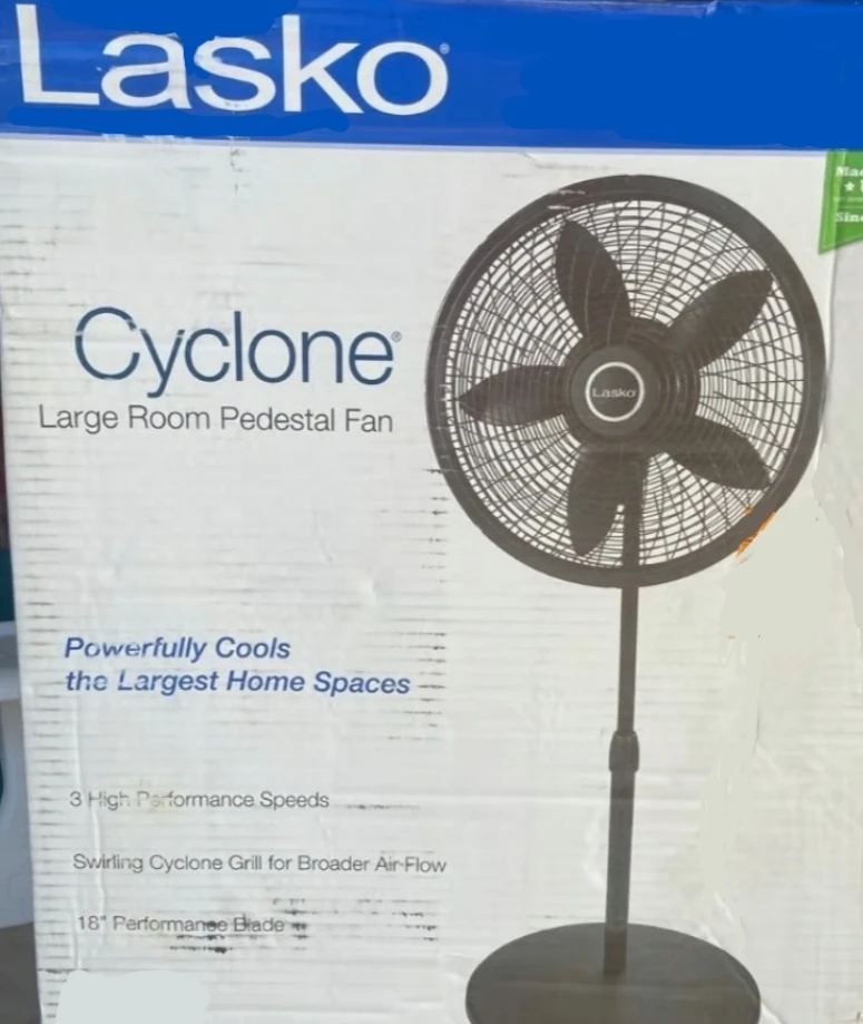 Lasko Cyclone Large Room Pedestal Fan 18" Black