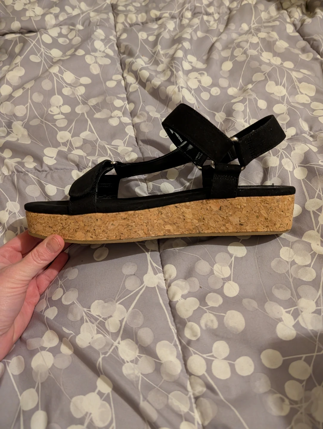 🏆 Black Wedge Sandals Lucie Size 10 - photo 3