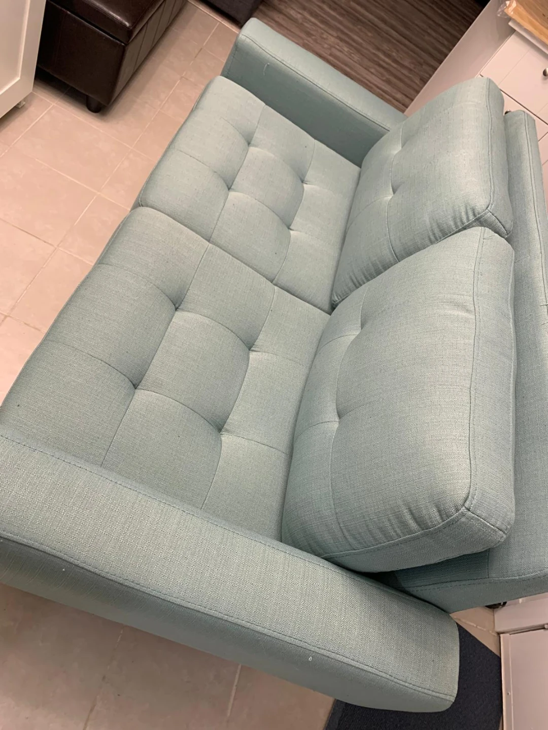 Light Blue Tufted Loveseat Sofa