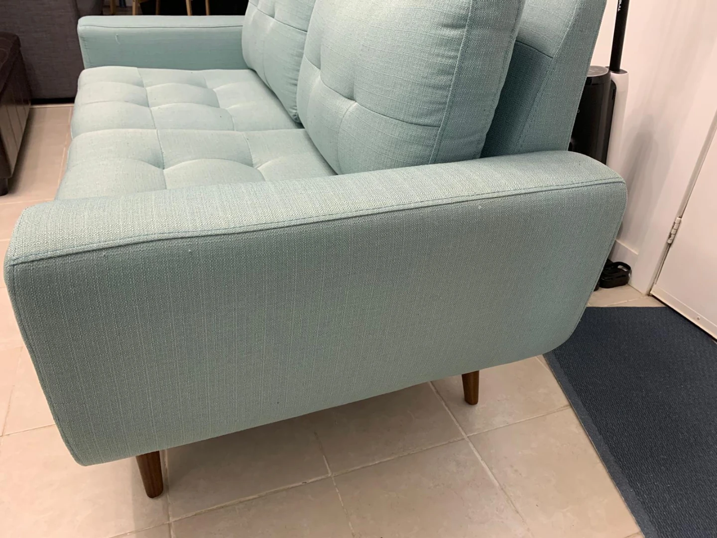 Light Blue Tufted Loveseat Sofa - photo 2